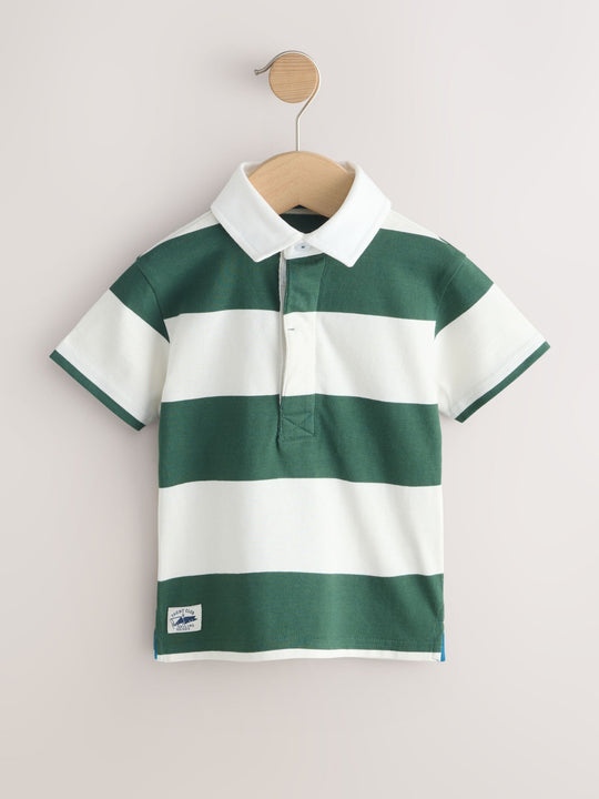 Green/White Short Sleeve Rugby Polo Shirt (3mths-7yrs)