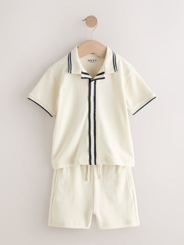 Ecru Short Sleeve Shirt and Shorts Set (3mths-7yrs)