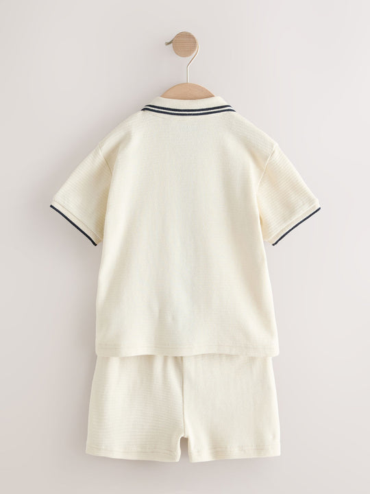 Ecru Short Sleeve Shirt and Shorts Set (3mths-7yrs)