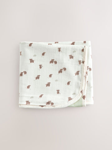 Neutral Hamish Cotton Baby Muslin Blanket
