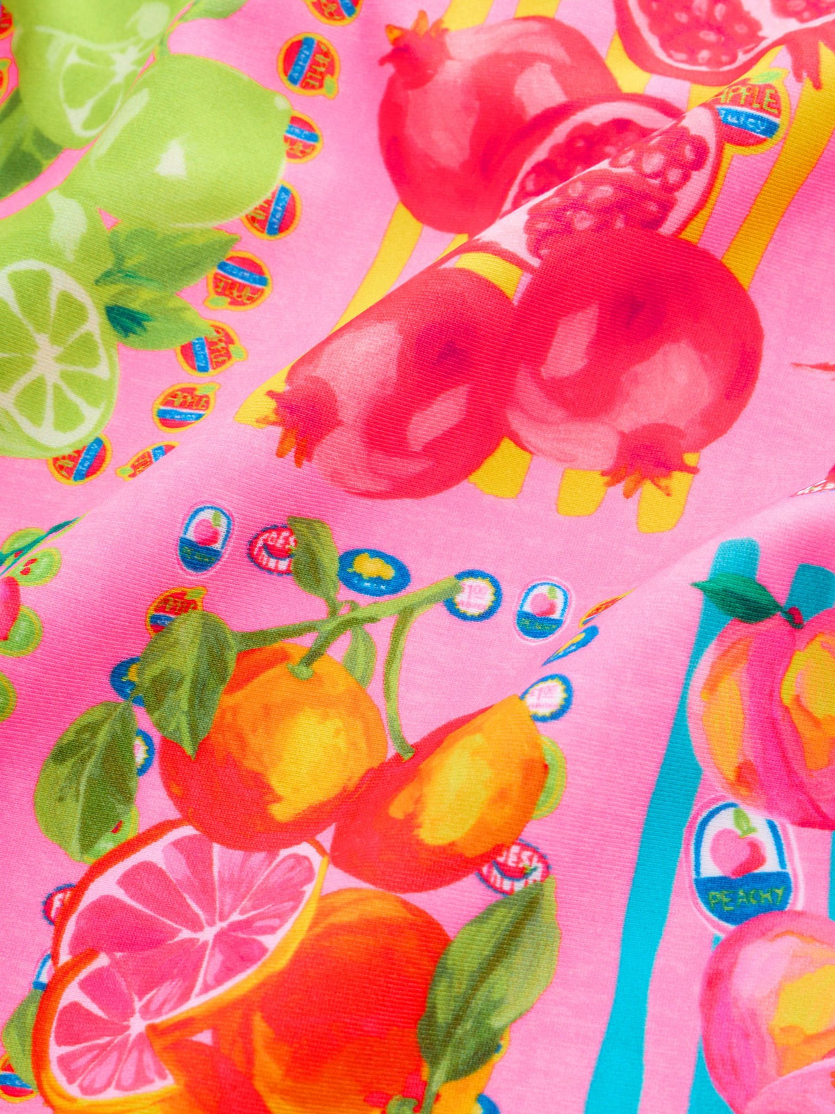 Never Fully Dressed Pink Fruit Print Sunsafe Long Sleeve Rash Vest and Swim Set
