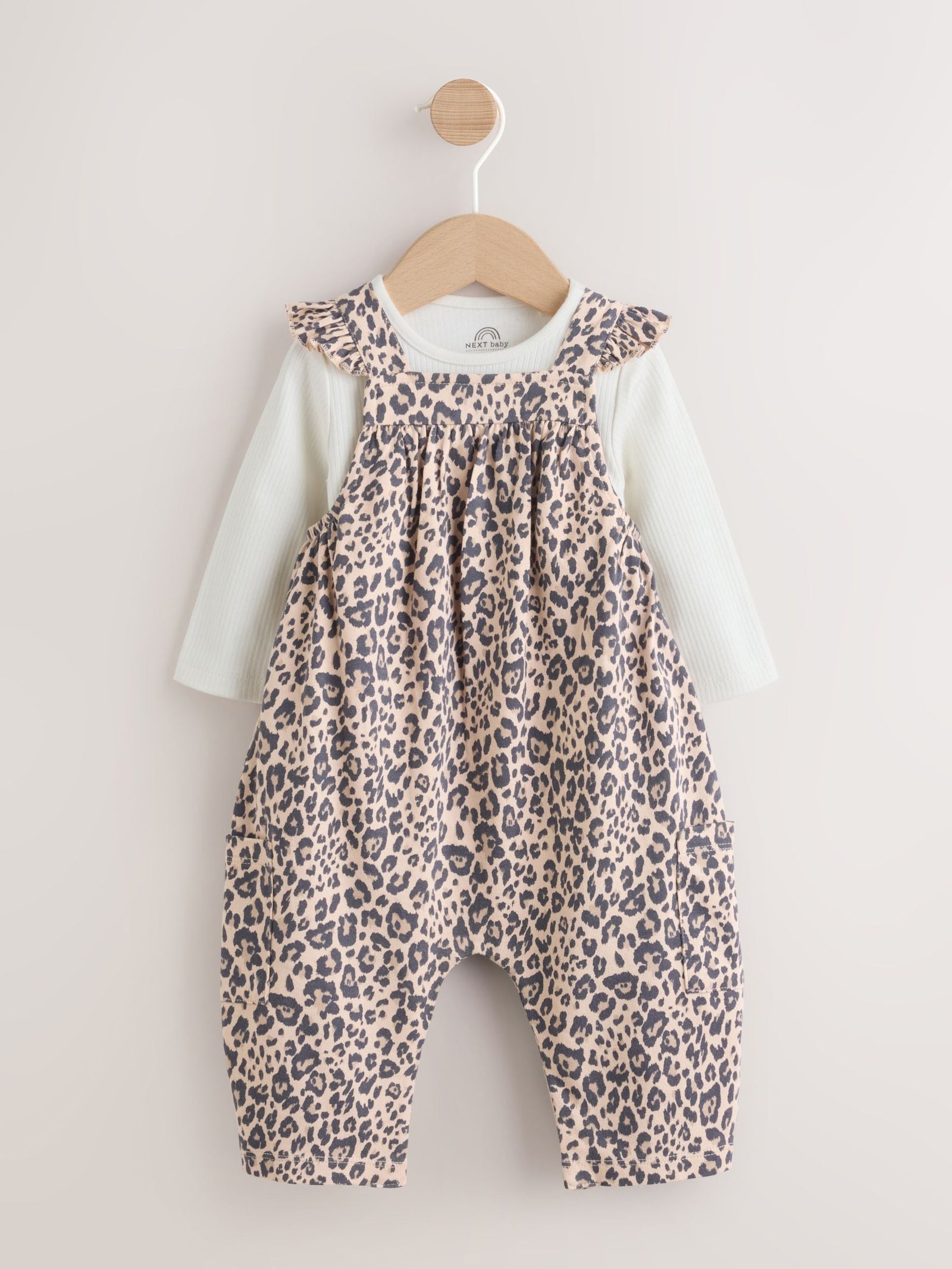 Leopard Print Baby Jersey Dungaree and Bodysuit 2 Piece Set (0mths-2yrs)