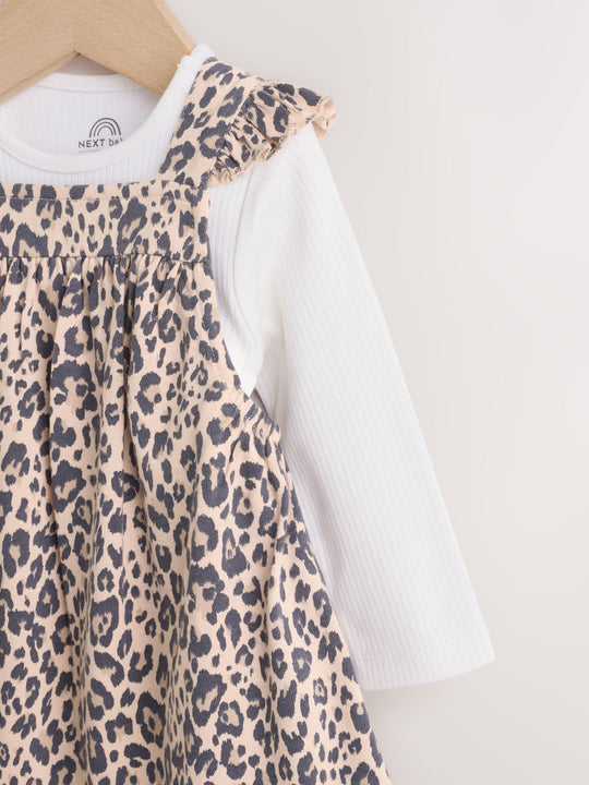 Leopard Print Baby Jersey Dungaree and Bodysuit 2 Piece Set (0mths-2yrs)