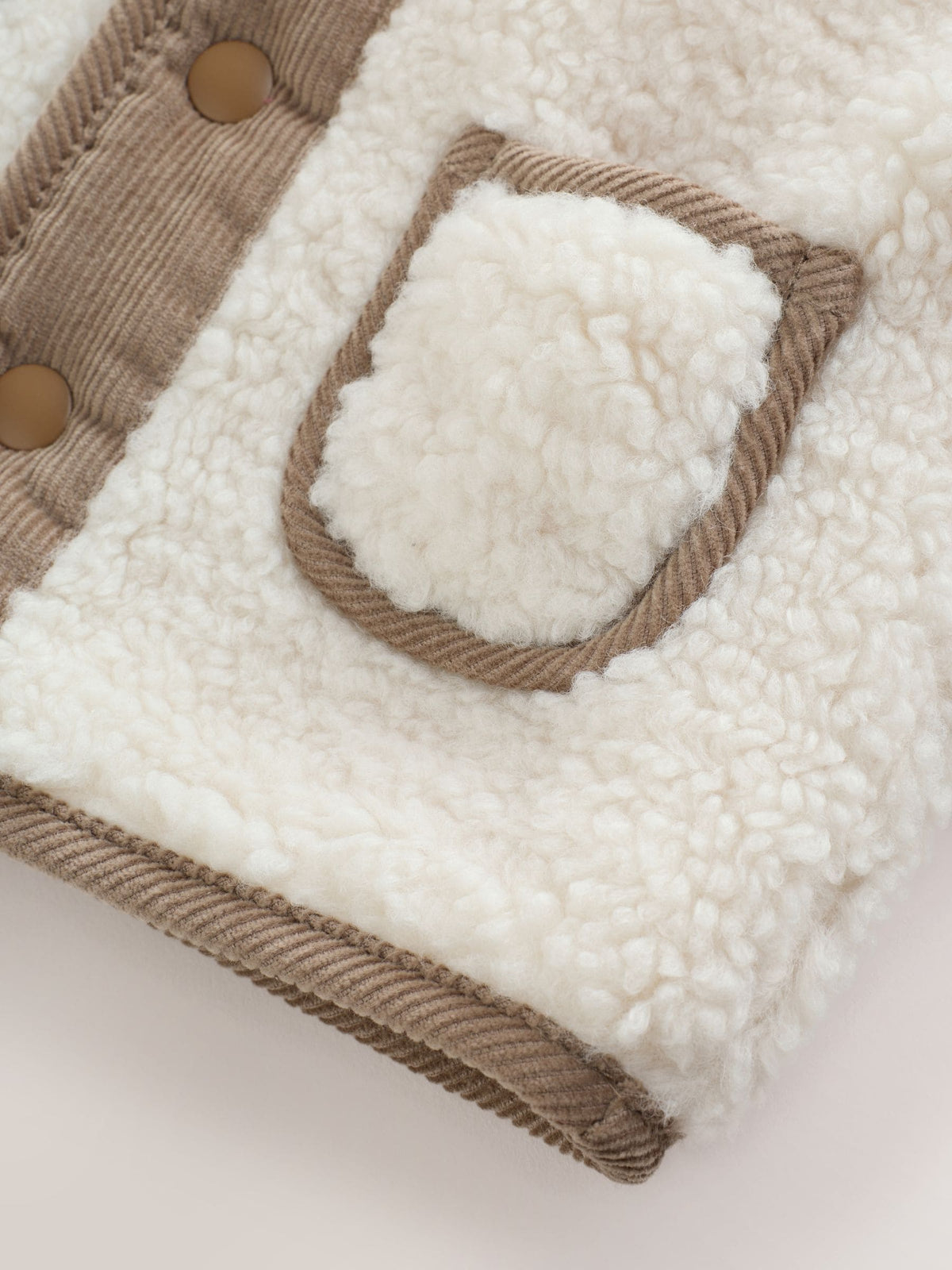 Cream Borg Hooded Baby Jacket