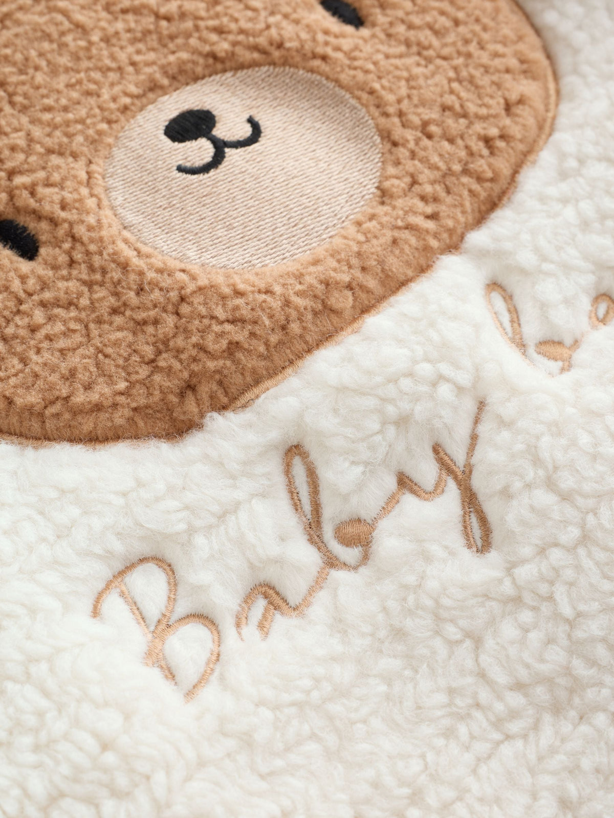 Cream Borg Hooded Baby Jacket