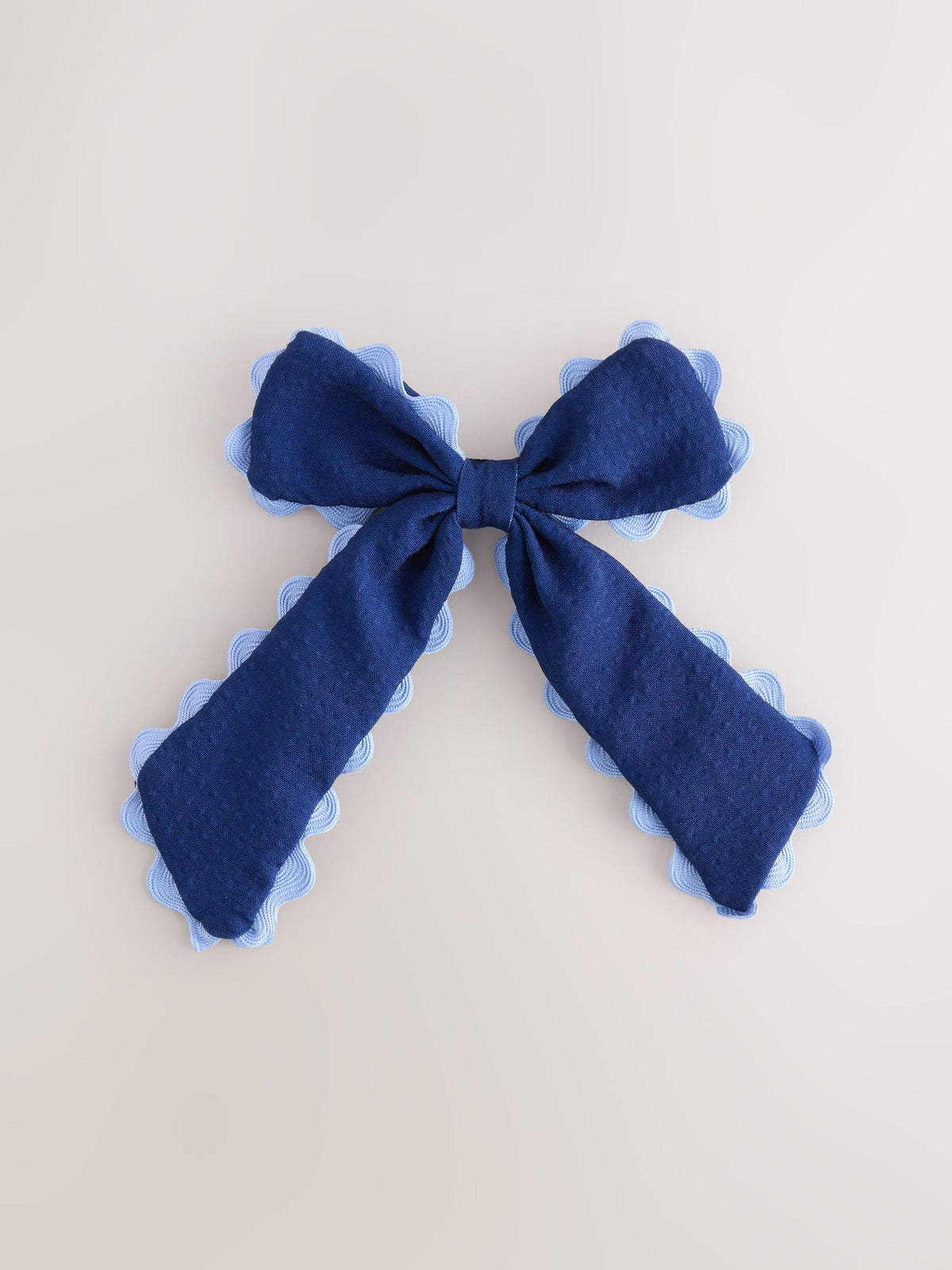Navy Back To School Scallop Bow