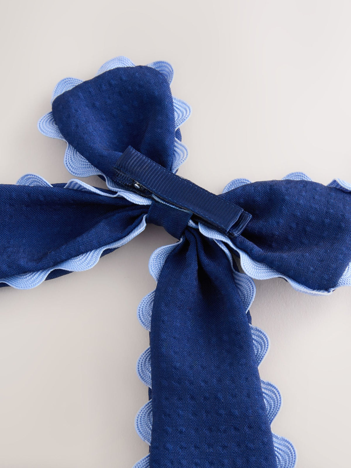 Navy Back To School Scallop Bow
