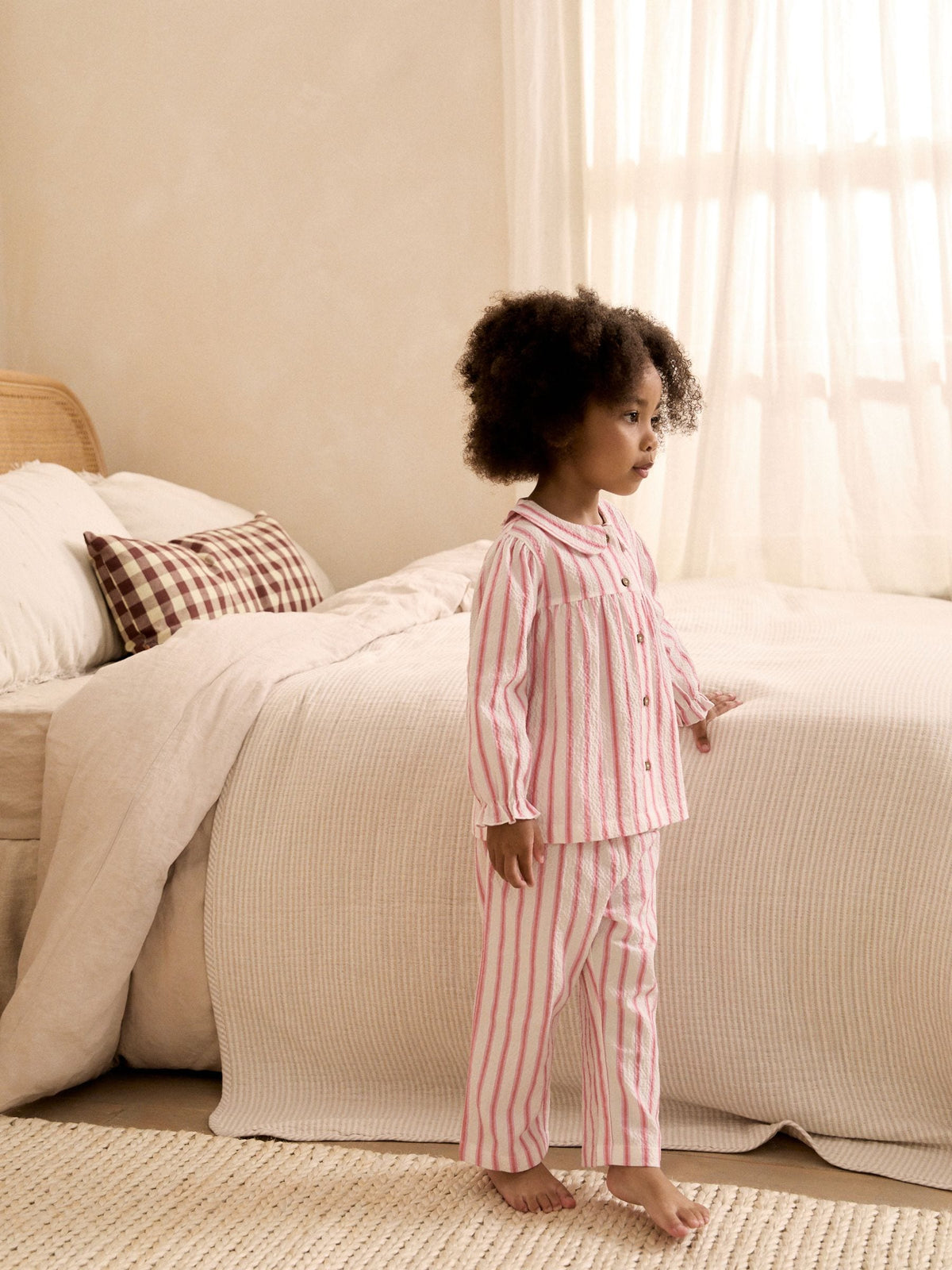 Pink Stripe Woven Button Through Pyjamas (9mths-10yrs)