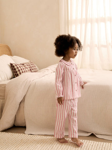 Pink Stripe Woven Button Through Pyjamas (9mths-10yrs)