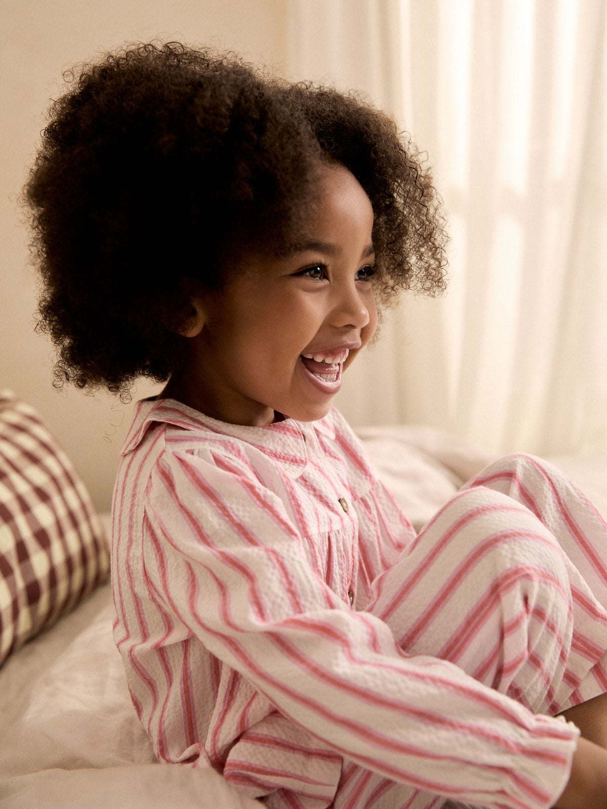 Pink Stripe Woven Button Through Pyjamas (9mths-10yrs)