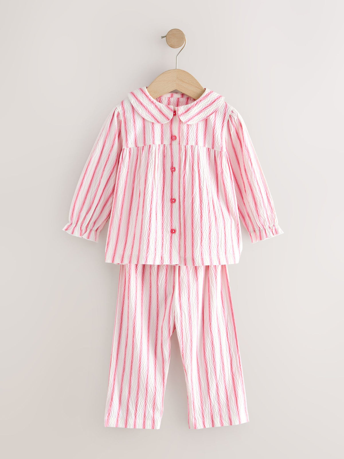 Pink Stripe Woven Button Through Pyjamas (9mths-10yrs)