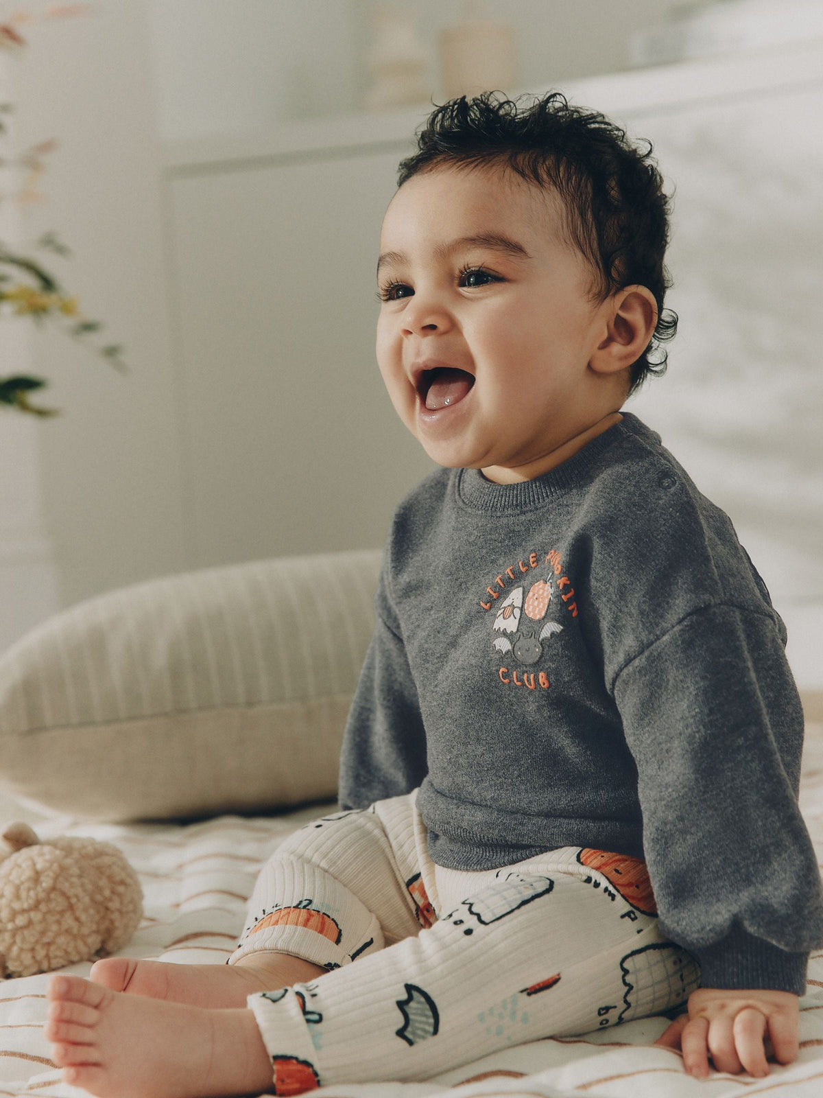 Charcoal Halloween Character Sweat and Legging Baby Set (0mths-2yrs)