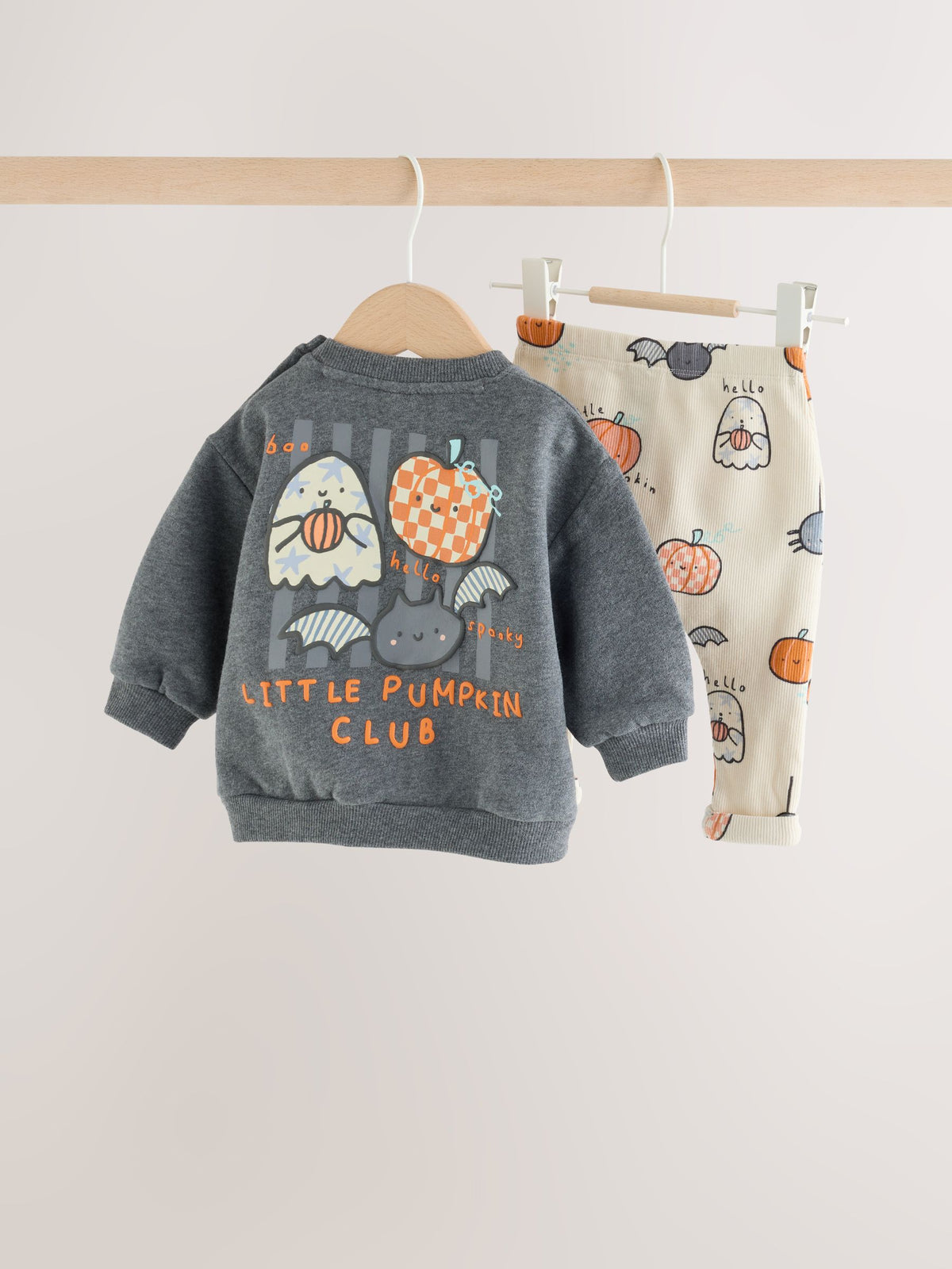 Charcoal Halloween Character Sweat and Legging Baby Set (0mths-2yrs)