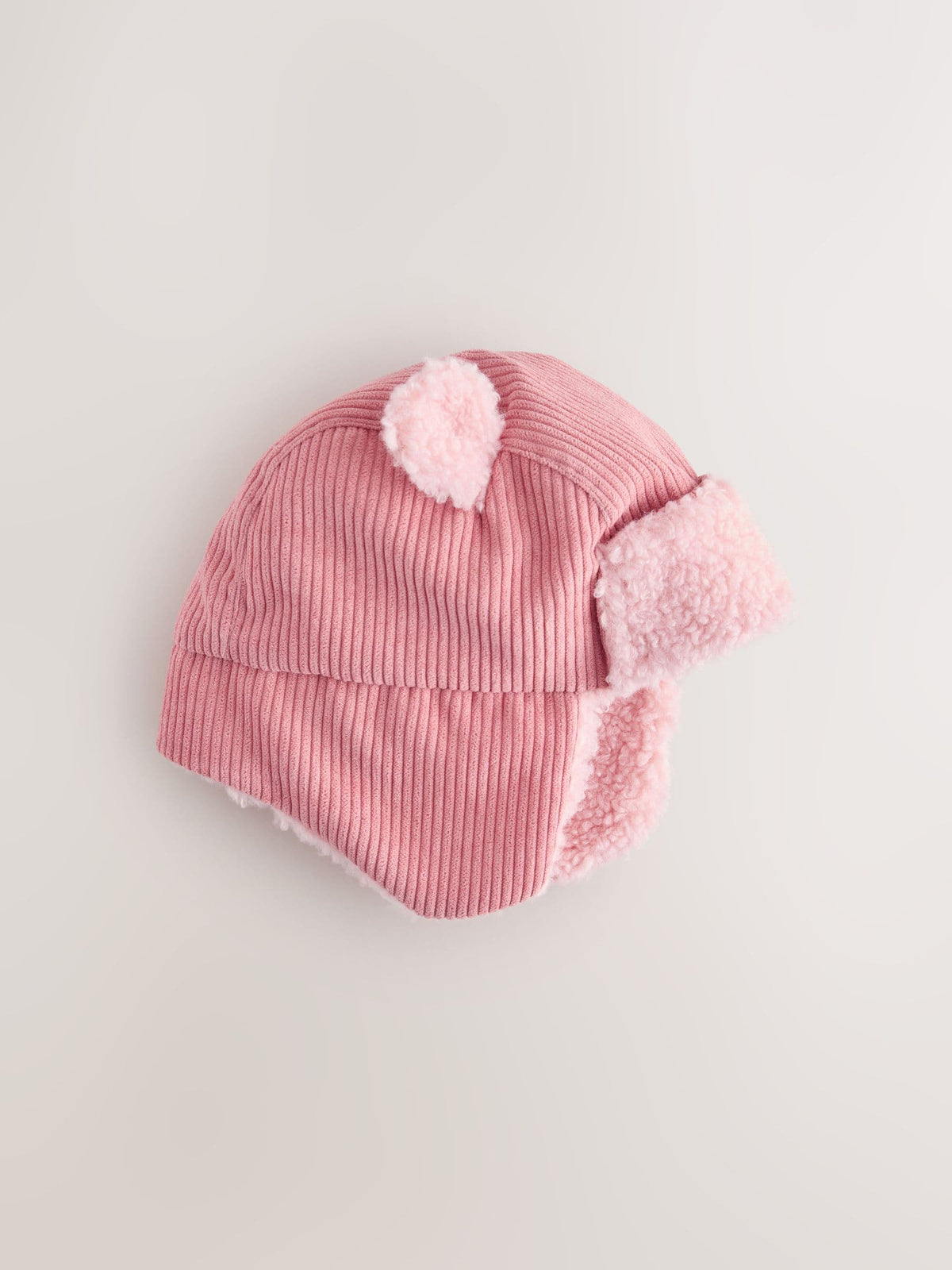 Pink Cord Trapper Baby Hat