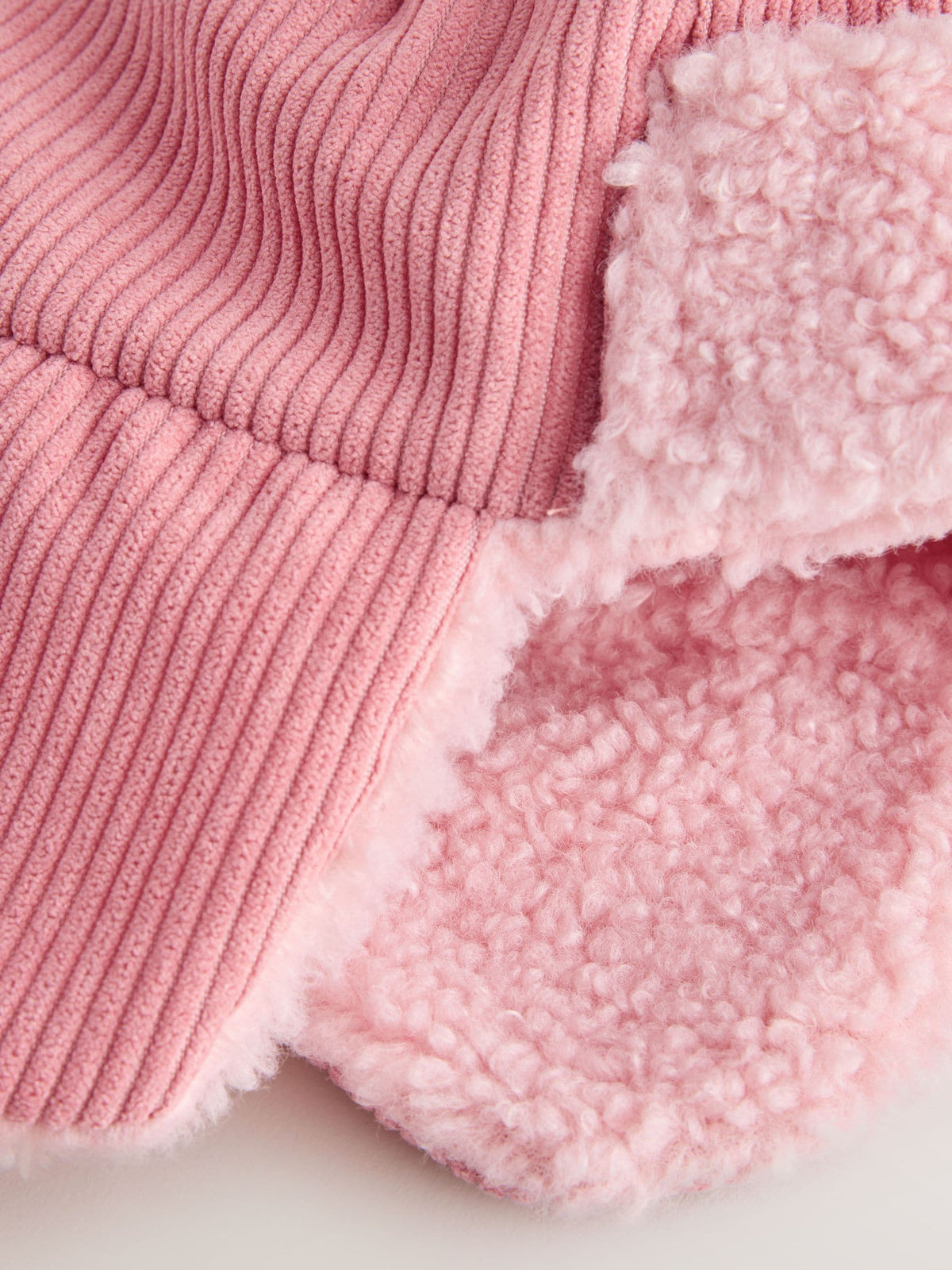 Pink Cord Trapper Baby Hat