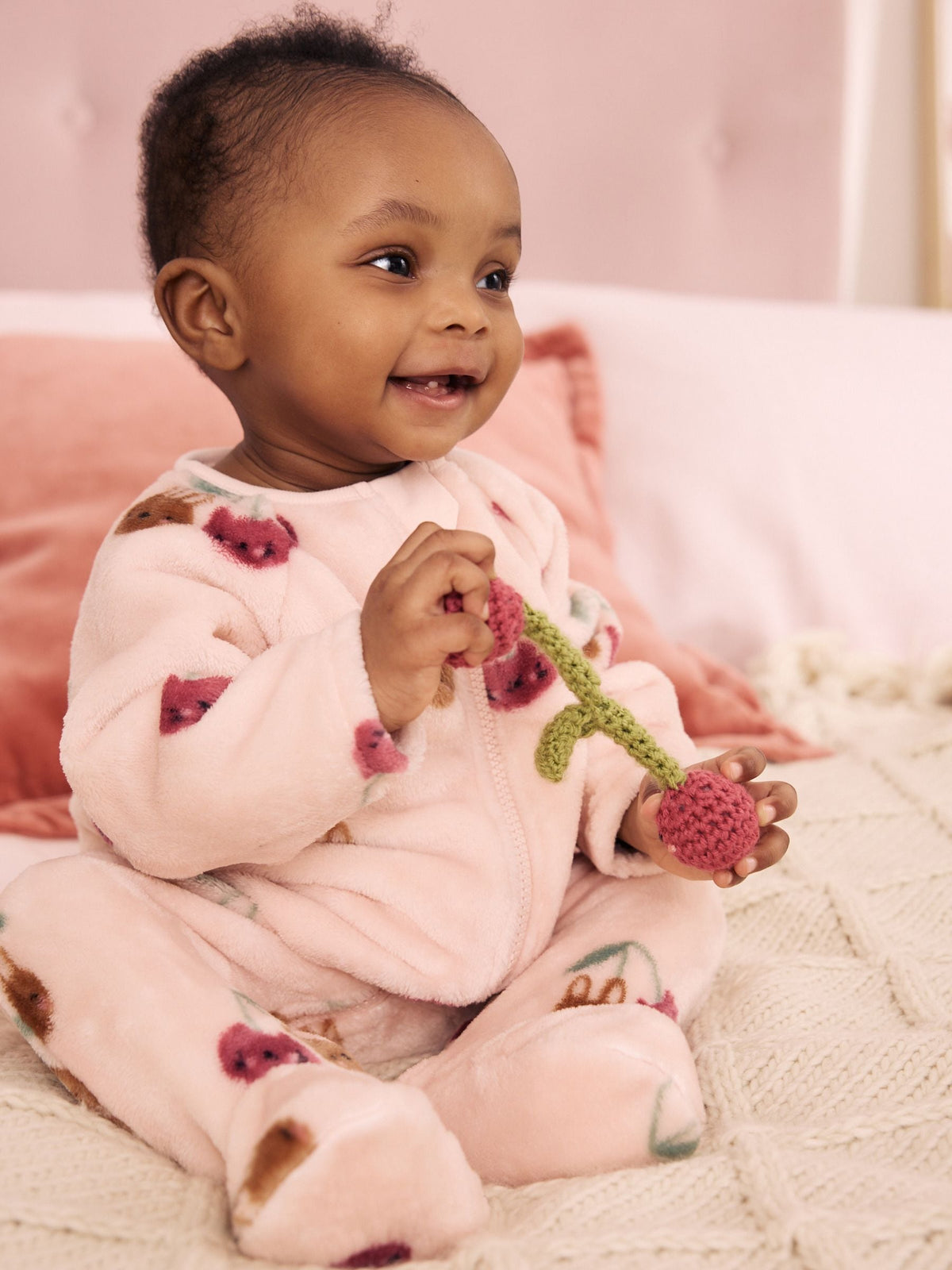 Pink Cat Two Way Zip Fleece Sleepsuit