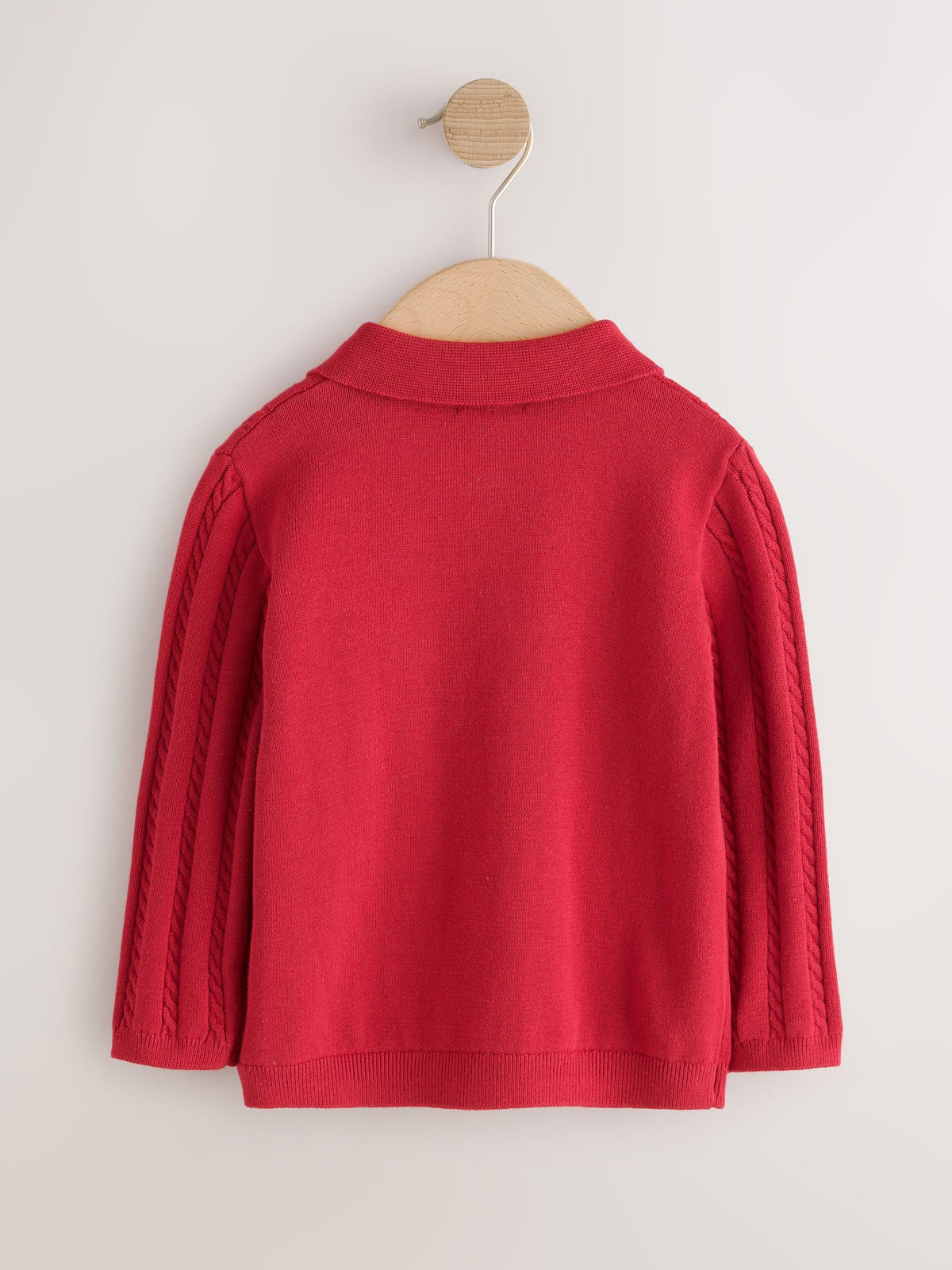 Red Cable Knit Polo Shirt (3mths-7yrs)