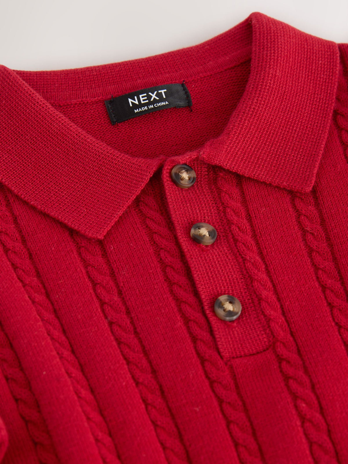 Red Cable Knit Polo Shirt (3mths-7yrs)