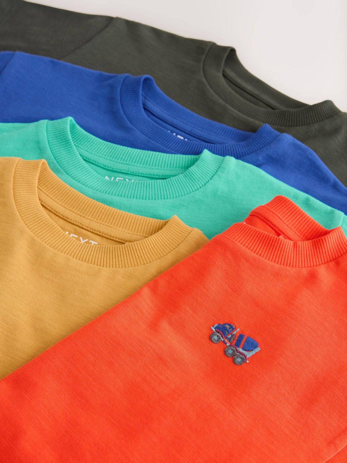 Multi Bright Transport Embroidery Relaxed Fit Short Sleeve T-Shirts 5 Pack (3mths-7yrs)