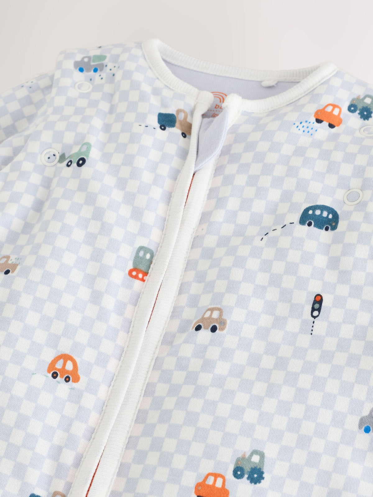 Checkerboard Cars 2.5 Tog Removable Sleeve Baby Sleep Bag