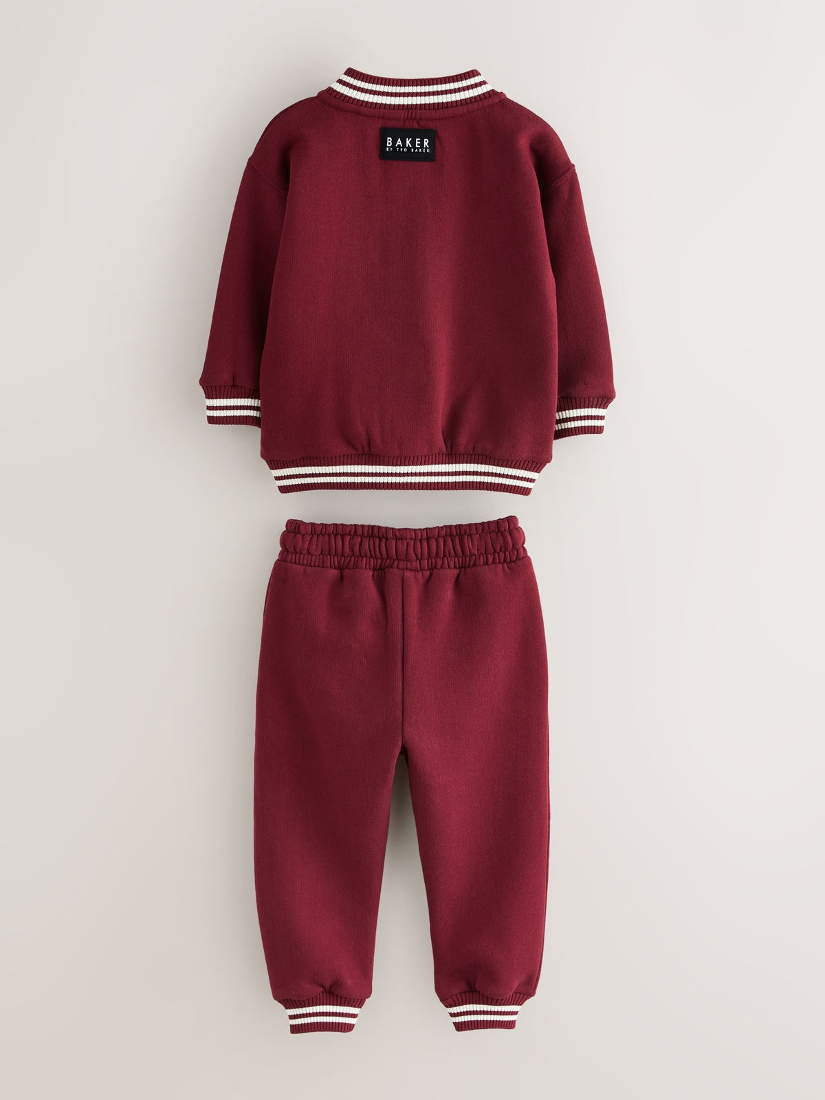 Baker by Ted Baker Burgundy Red 3 Piece Varsity Jacket T-Shirt and Joggers Set