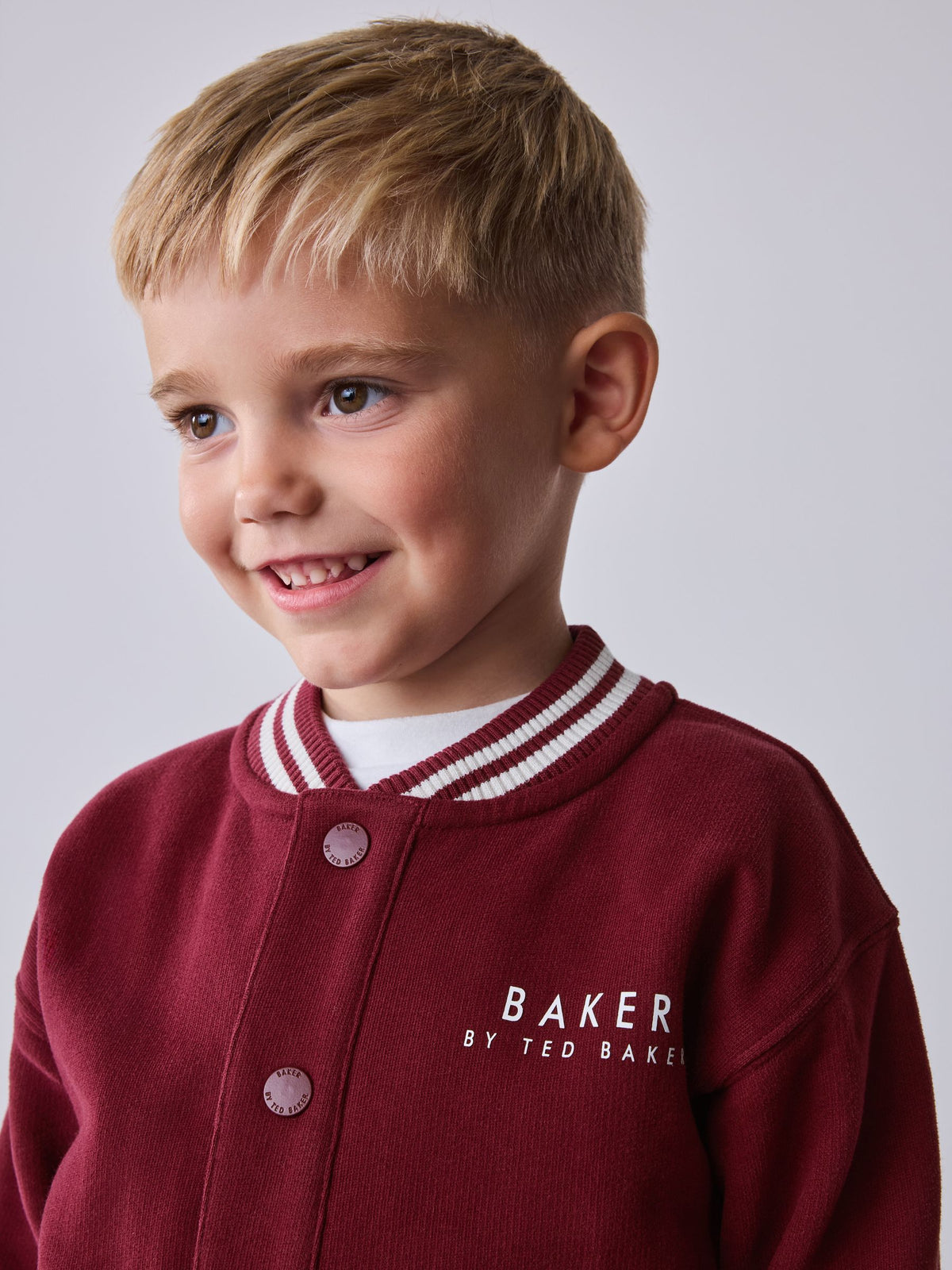 Baker by Ted Baker Burgundy Red 3 Piece Varsity Jacket T-Shirt and Joggers Set