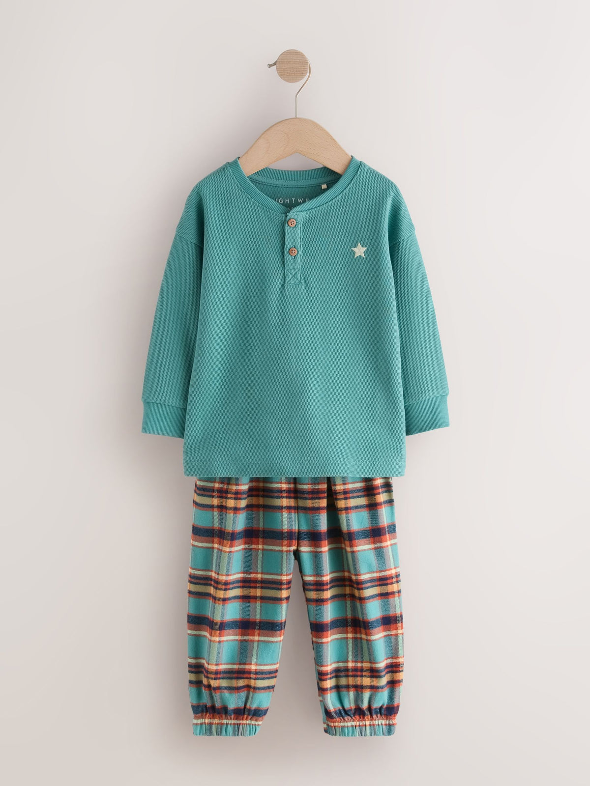 Navy/Ochre/Teal Check Woven Bottom Pyjamas 3 Pack (9mths-12yrs)
