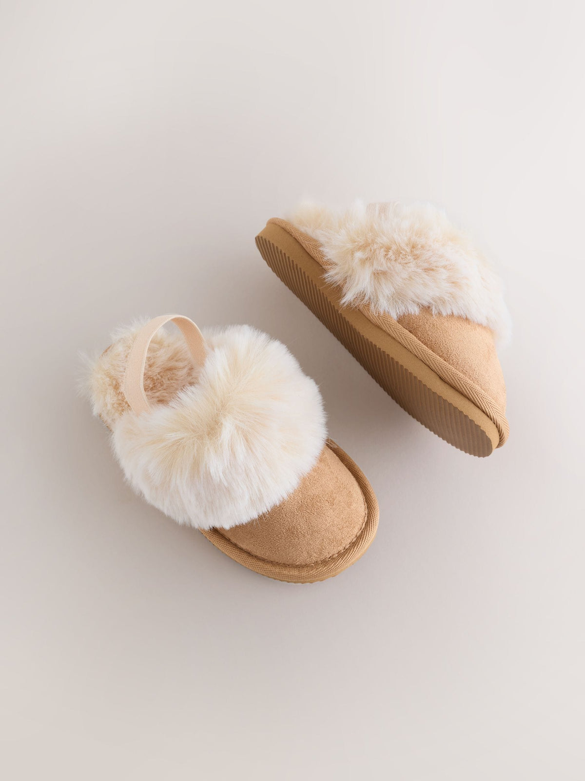 Tan Brown Warm Lined Mule Slippers