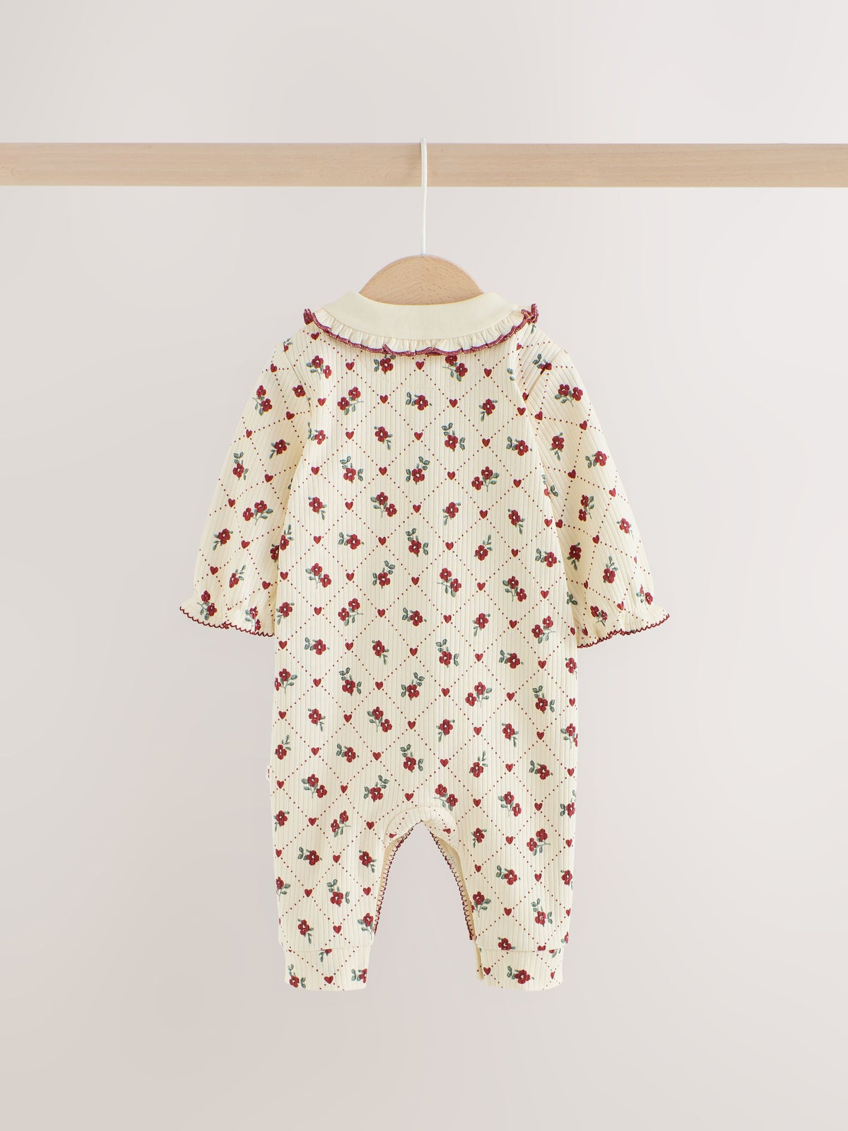 Berry Floral Collar Baby Sleepsuits 3 Pack (0mths-2yrs)