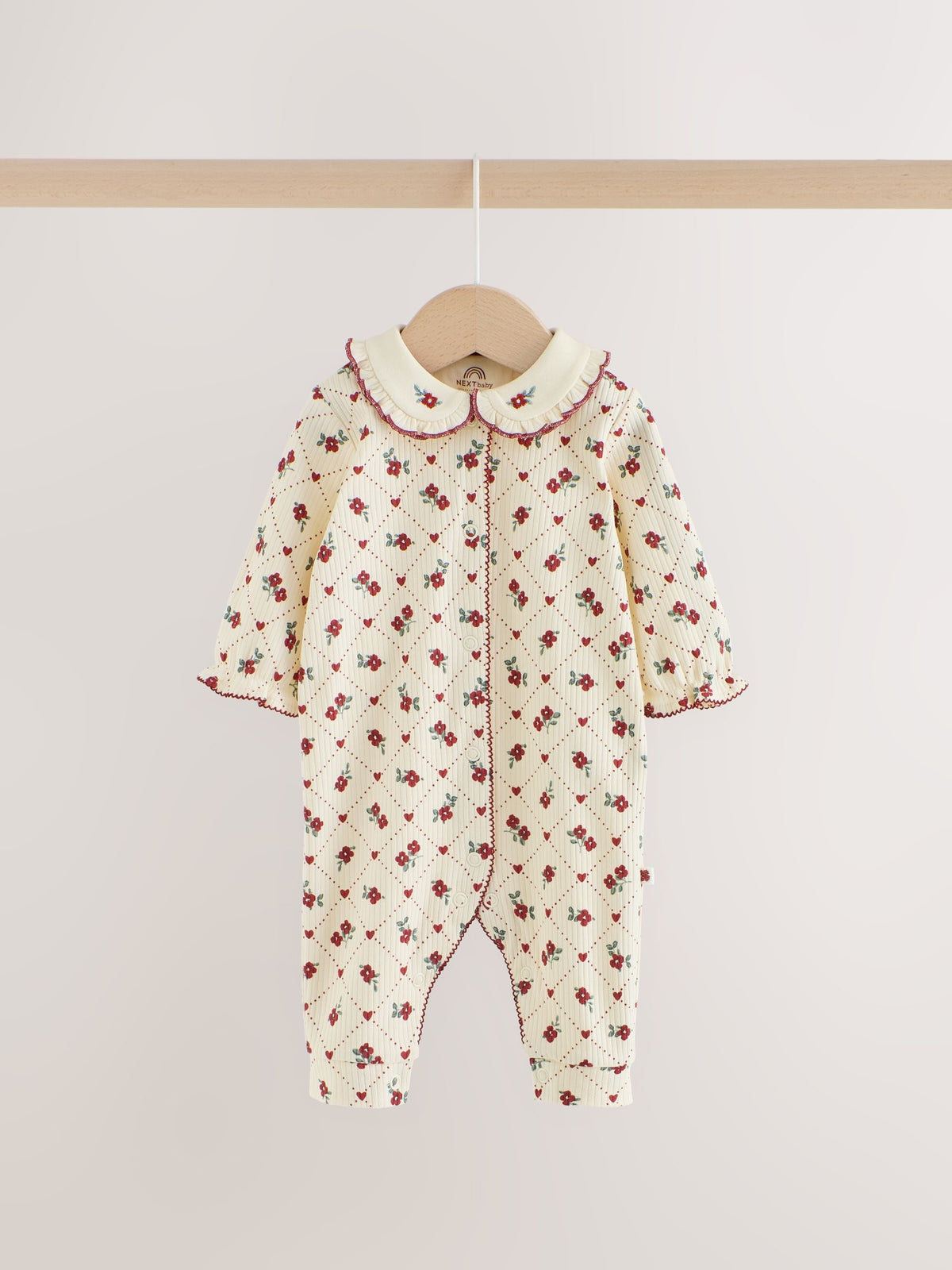 Berry Floral Collar Baby Sleepsuits 3 Pack (0mths-2yrs)