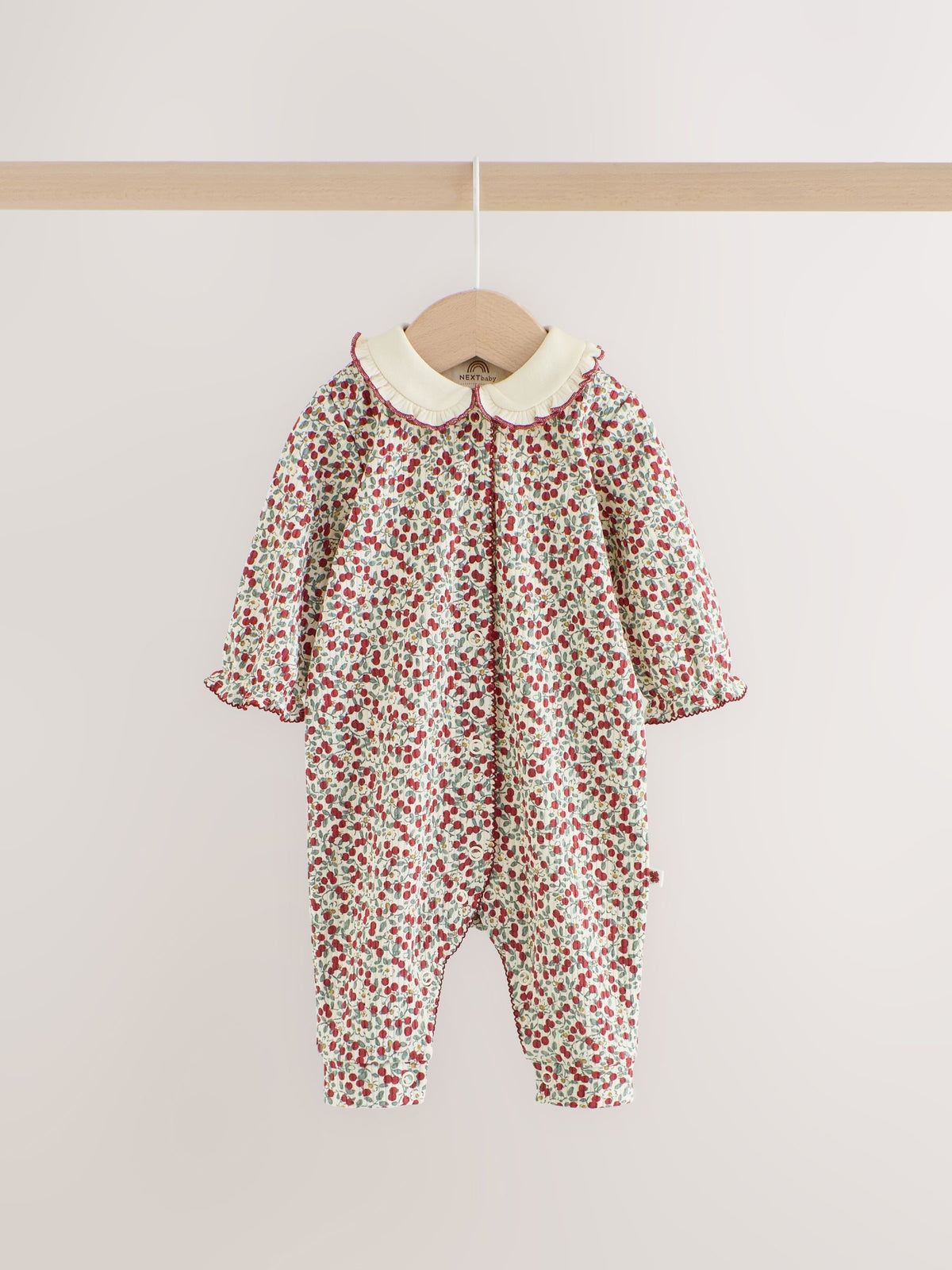 Berry Floral Collar Baby Sleepsuits 3 Pack (0mths-2yrs)