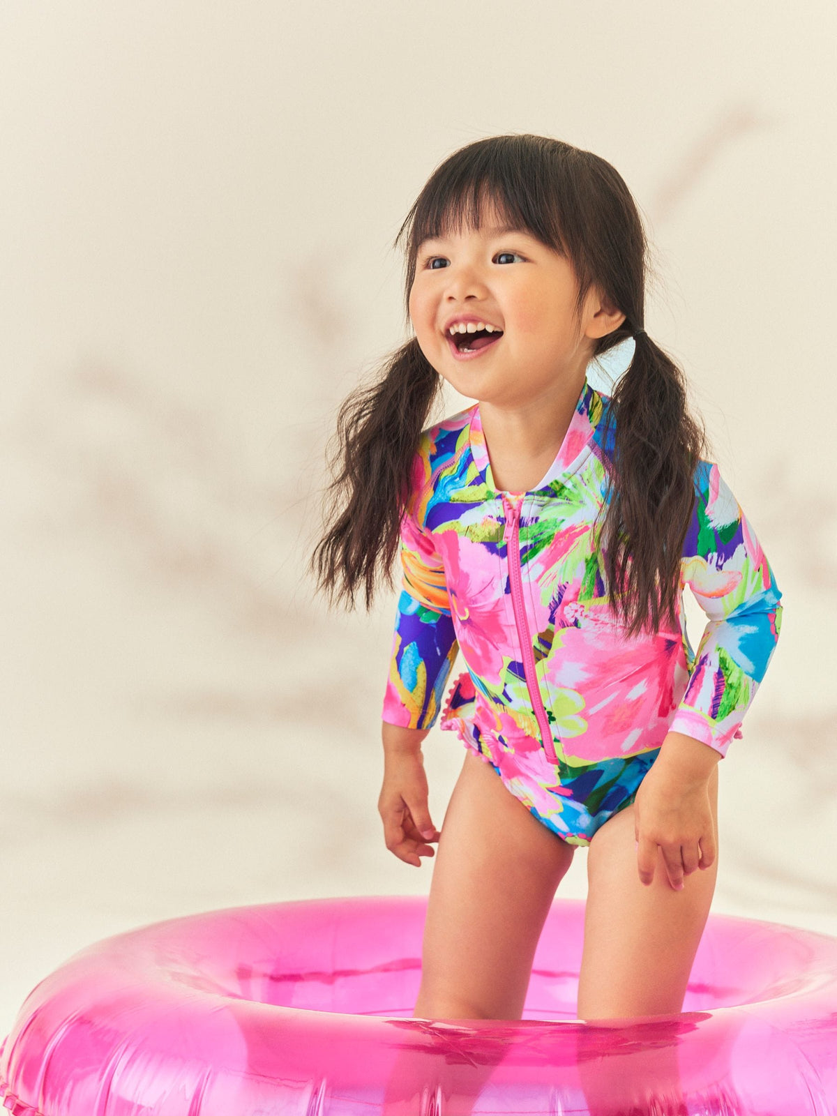 Bright Tropical Sunsafe Long Sleeve Swimsuit (3mths-7yrs)