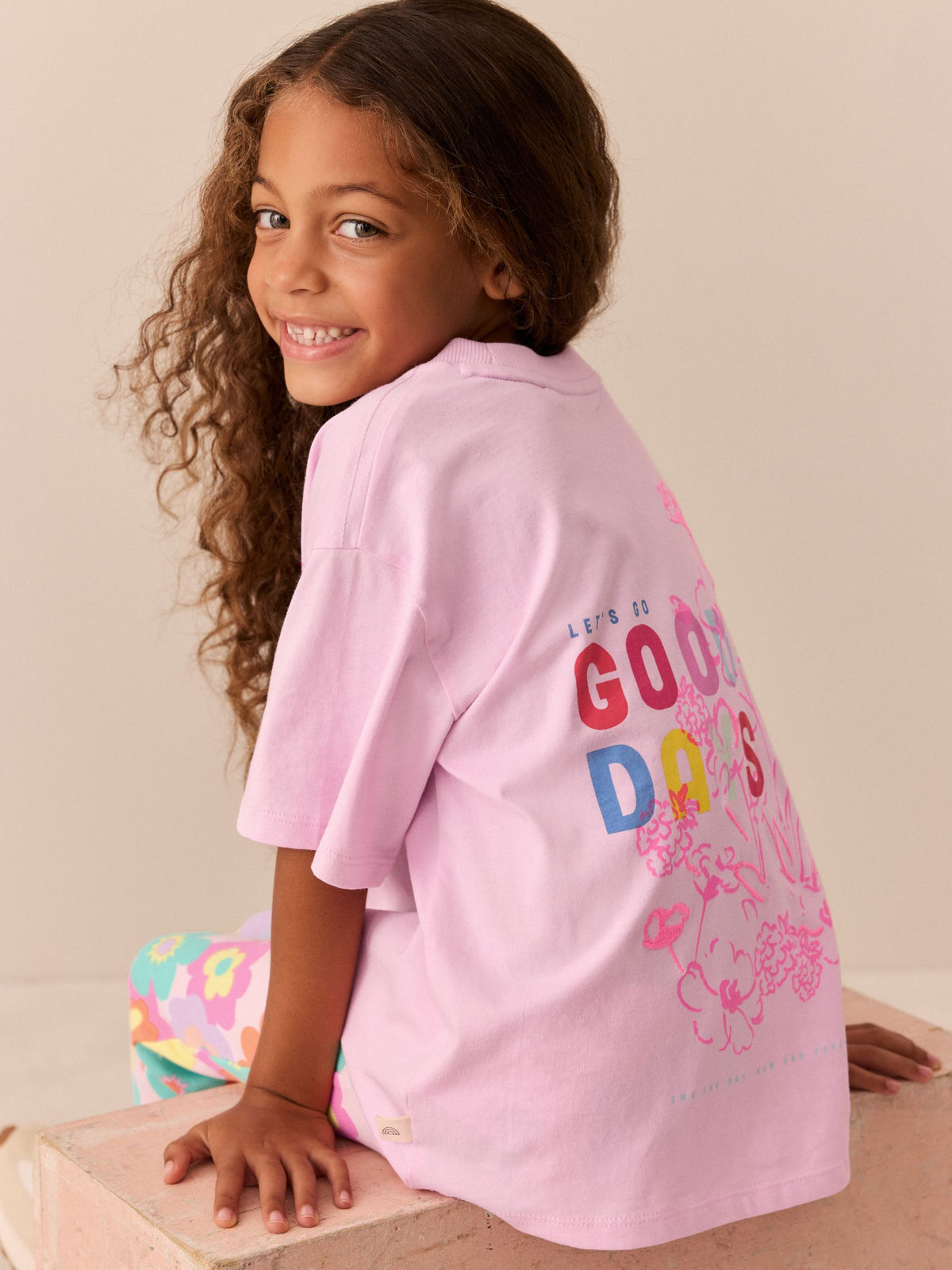 Little Bird by Jools Oliver Pink Embroidered T-Shirt & Floral Ribbed Kickflare Set
