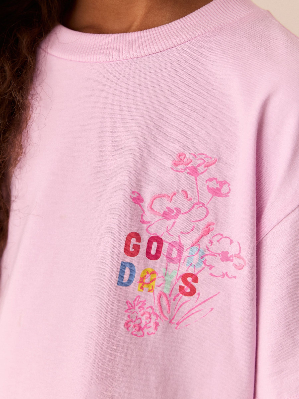 Little Bird by Jools Oliver Pink Embroidered T-Shirt & Floral Ribbed Kickflare Set