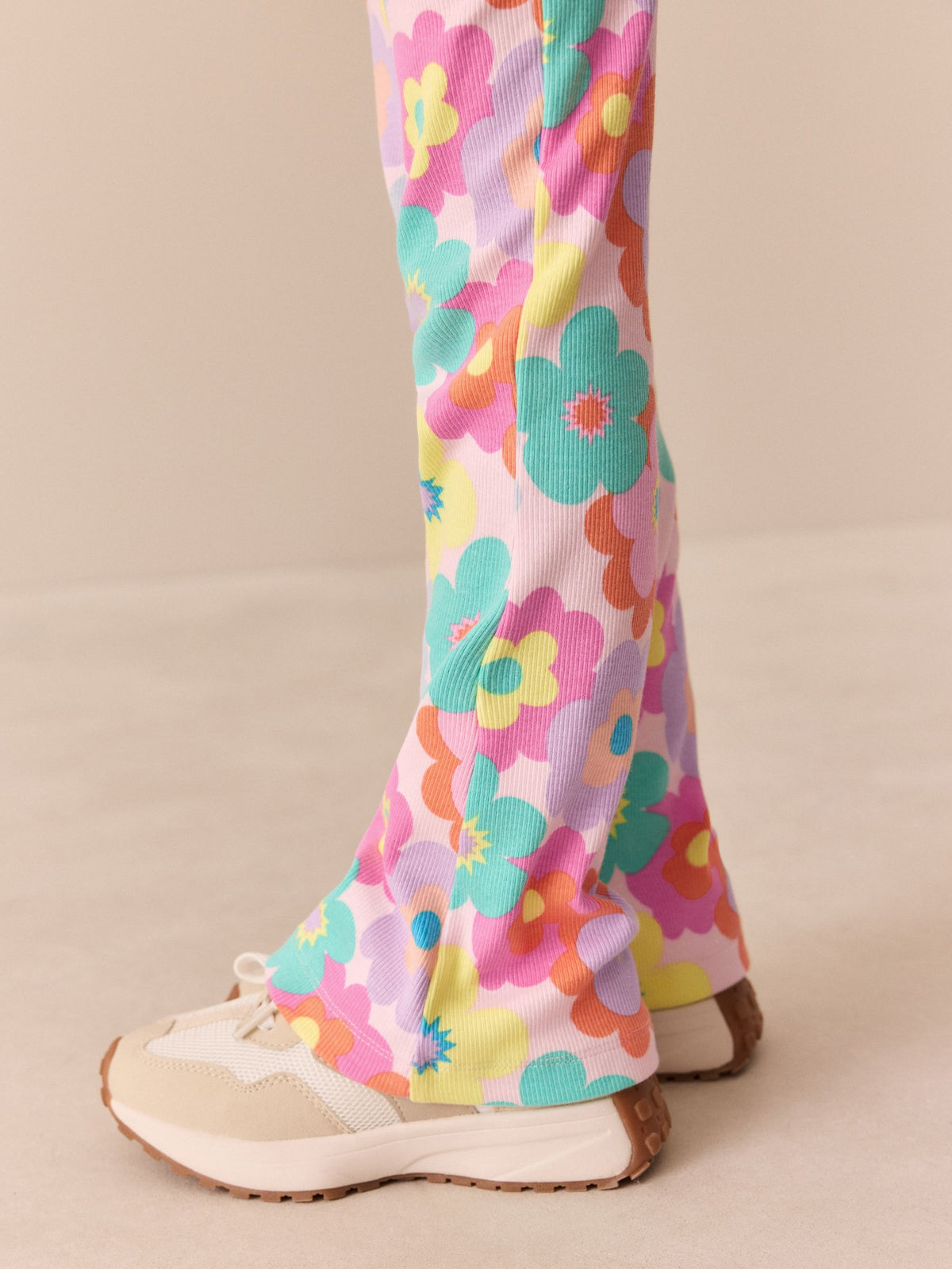 Little Bird by Jools Oliver Pink Embroidered T-Shirt & Floral Ribbed Kickflare Set