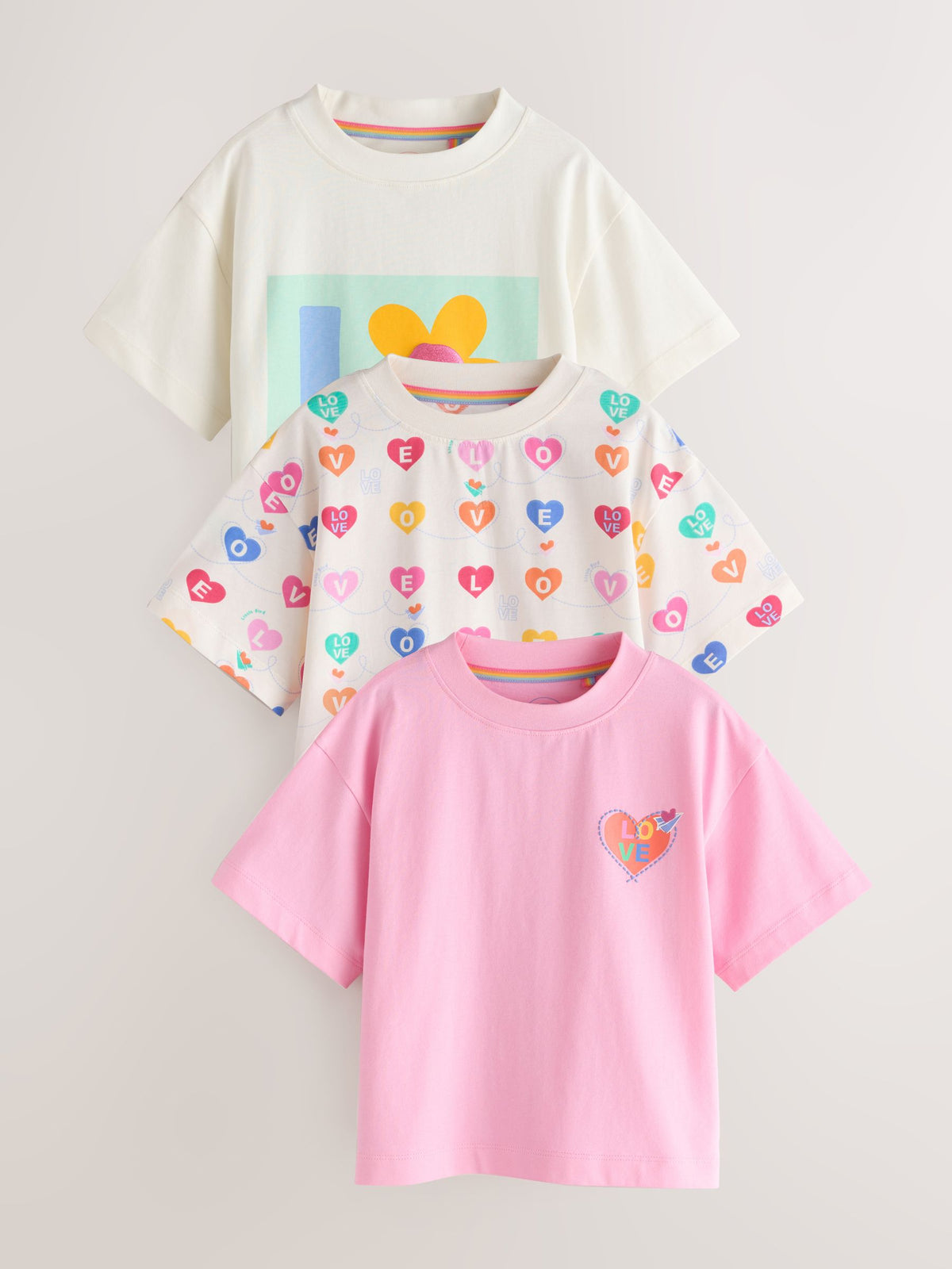Little Bird by Jools Oliver Rainbow Slogan Boxy T-Shirt