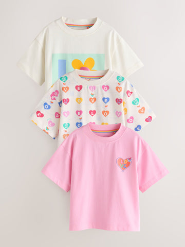 Little Bird by Jools Oliver Rainbow Slogan Boxy T-Shirt