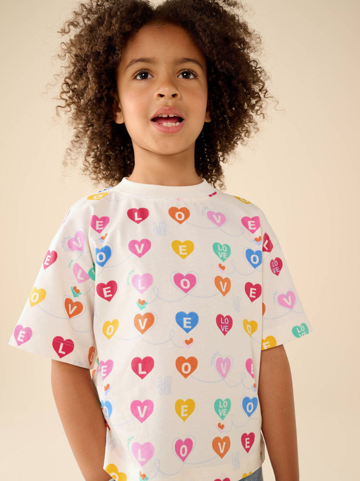 Little Bird by Jools Oliver Rainbow Slogan Boxy T-Shirt