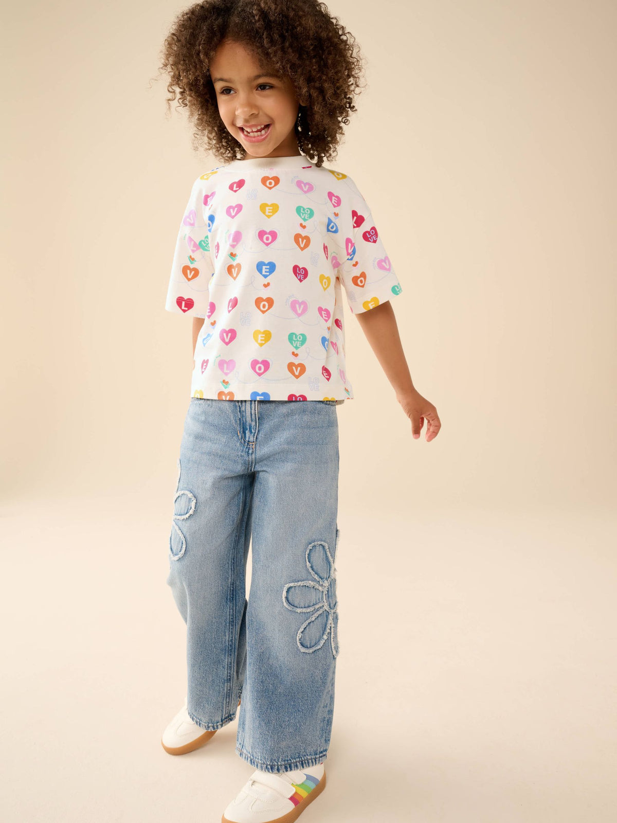 Little Bird by Jools Oliver Rainbow Slogan Boxy T-Shirt