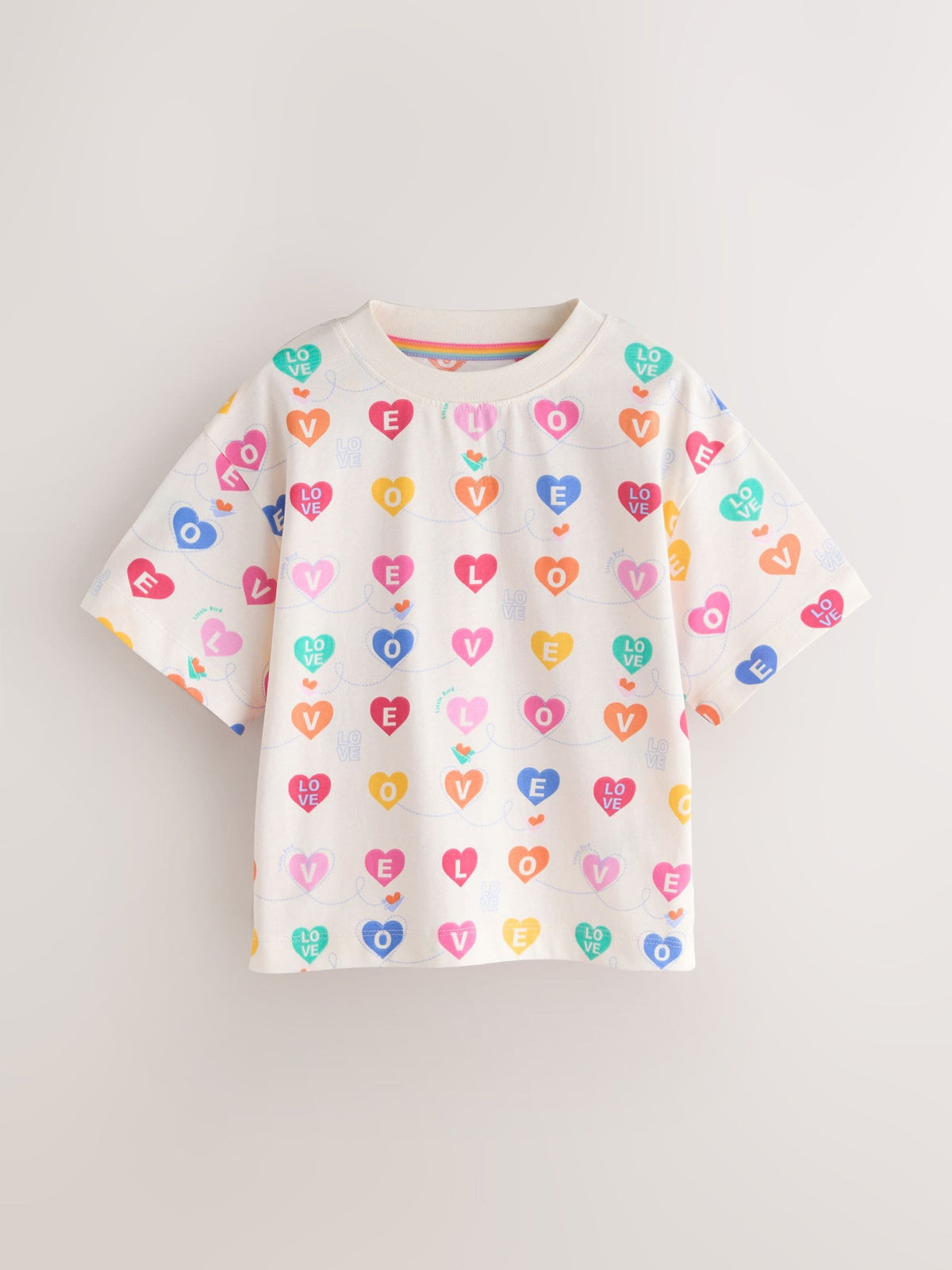 Little Bird by Jools Oliver Rainbow Slogan Boxy T-Shirt