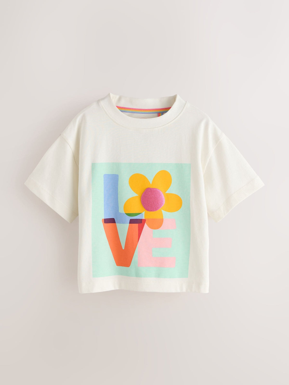 Little Bird by Jools Oliver Rainbow Slogan Boxy T-Shirt