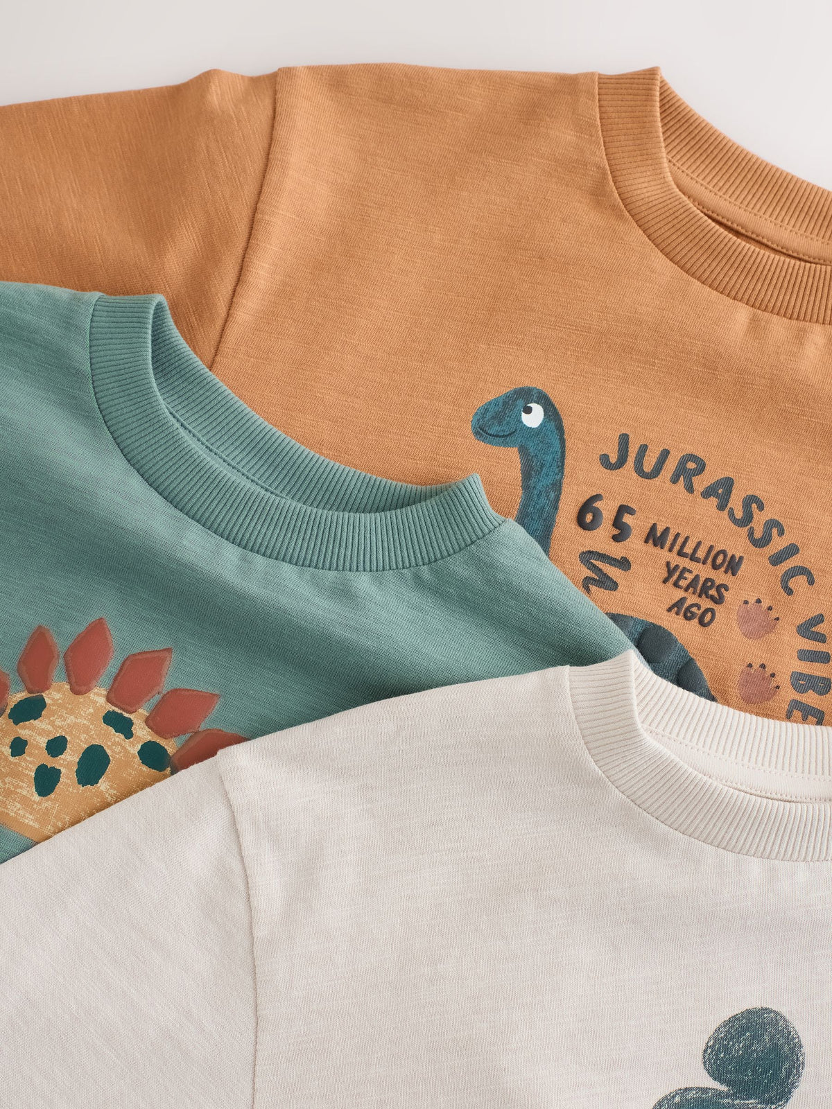 Brown Dinosaur Long Sleeve Graphic T-Shirts 3 Pack (3mths-7yrs)