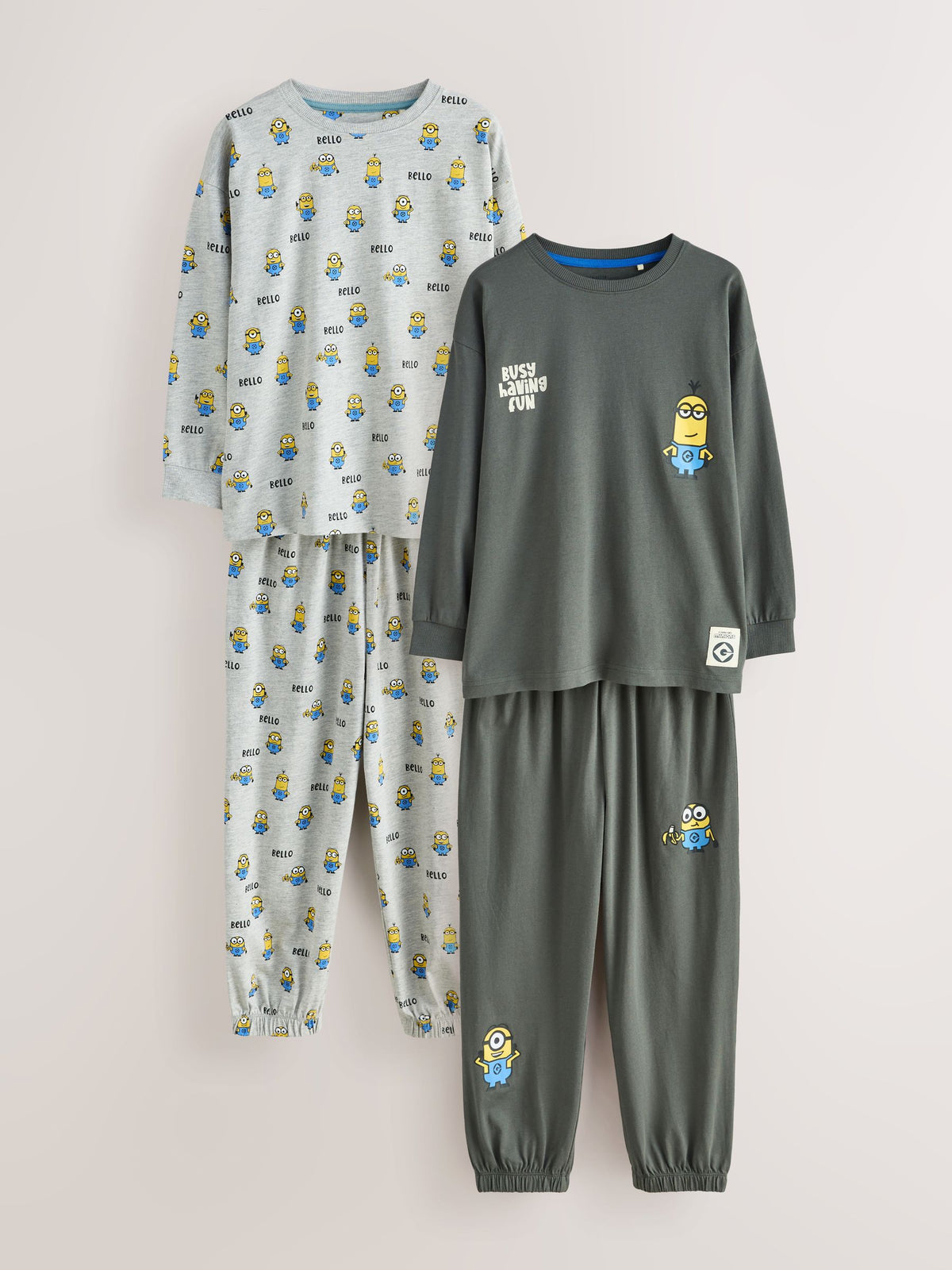 Charcoal Grey Minions Long Sleeve Pyjamas 2 Pack (3-12yrs)