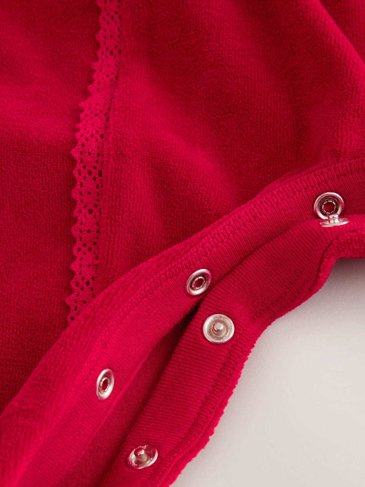 Cherry Red Velour Collared Baby Sleepsuit (0mths-3yrs)