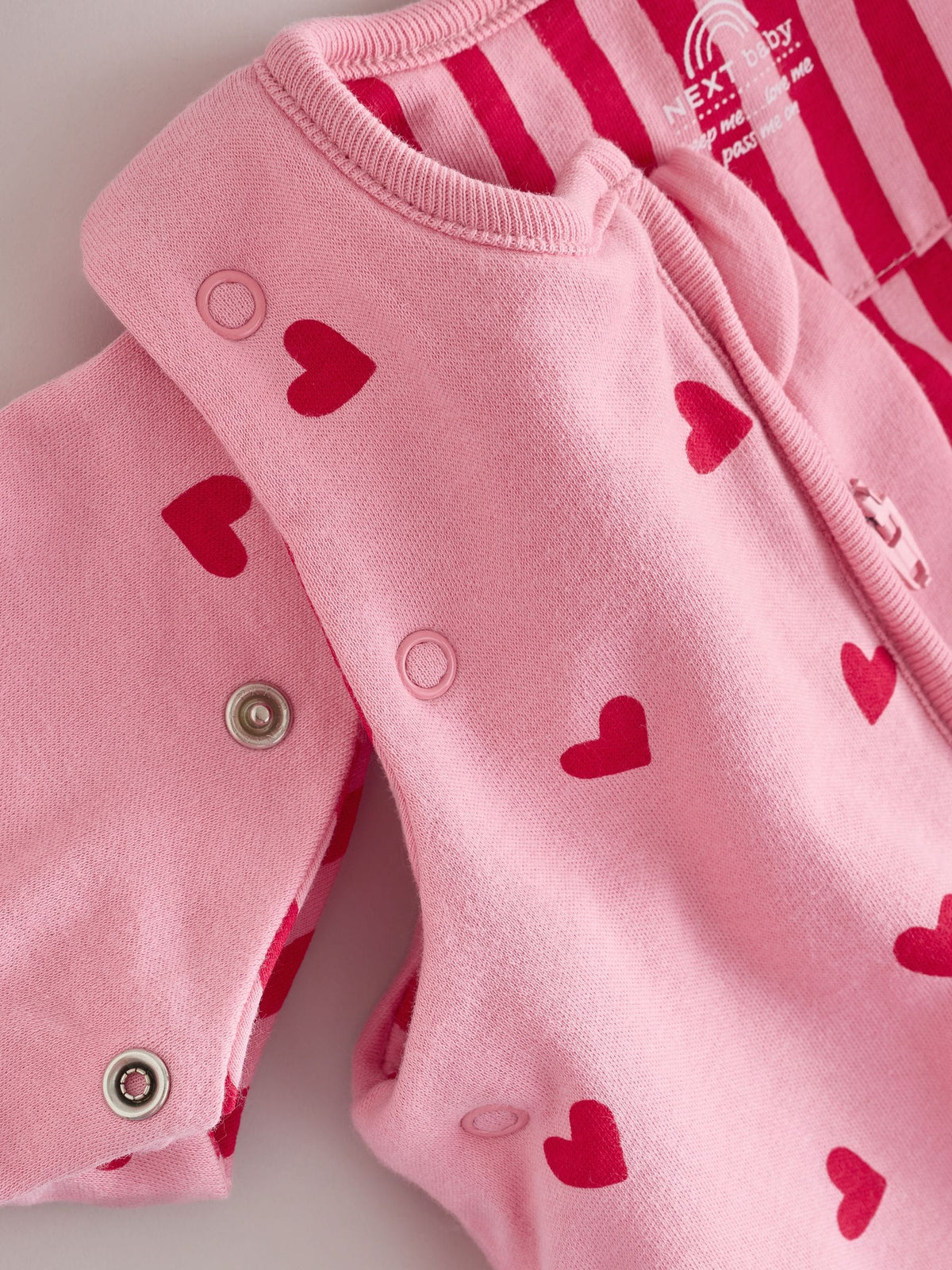 Pink/Red Heart 2.5 Tog Removable Sleeve Baby Sleep Bag