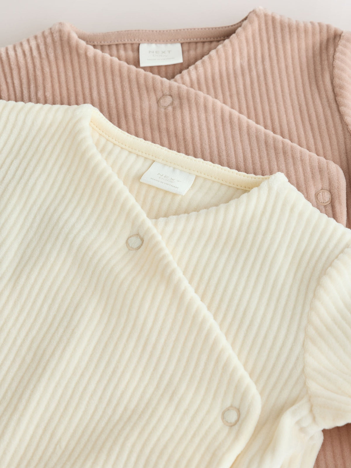Neutral Fleece Baby Sleepsuits 2 Pack