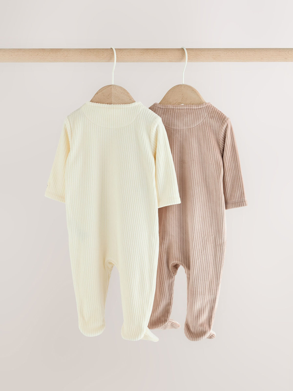 Neutral Fleece Baby Sleepsuits 2 Pack