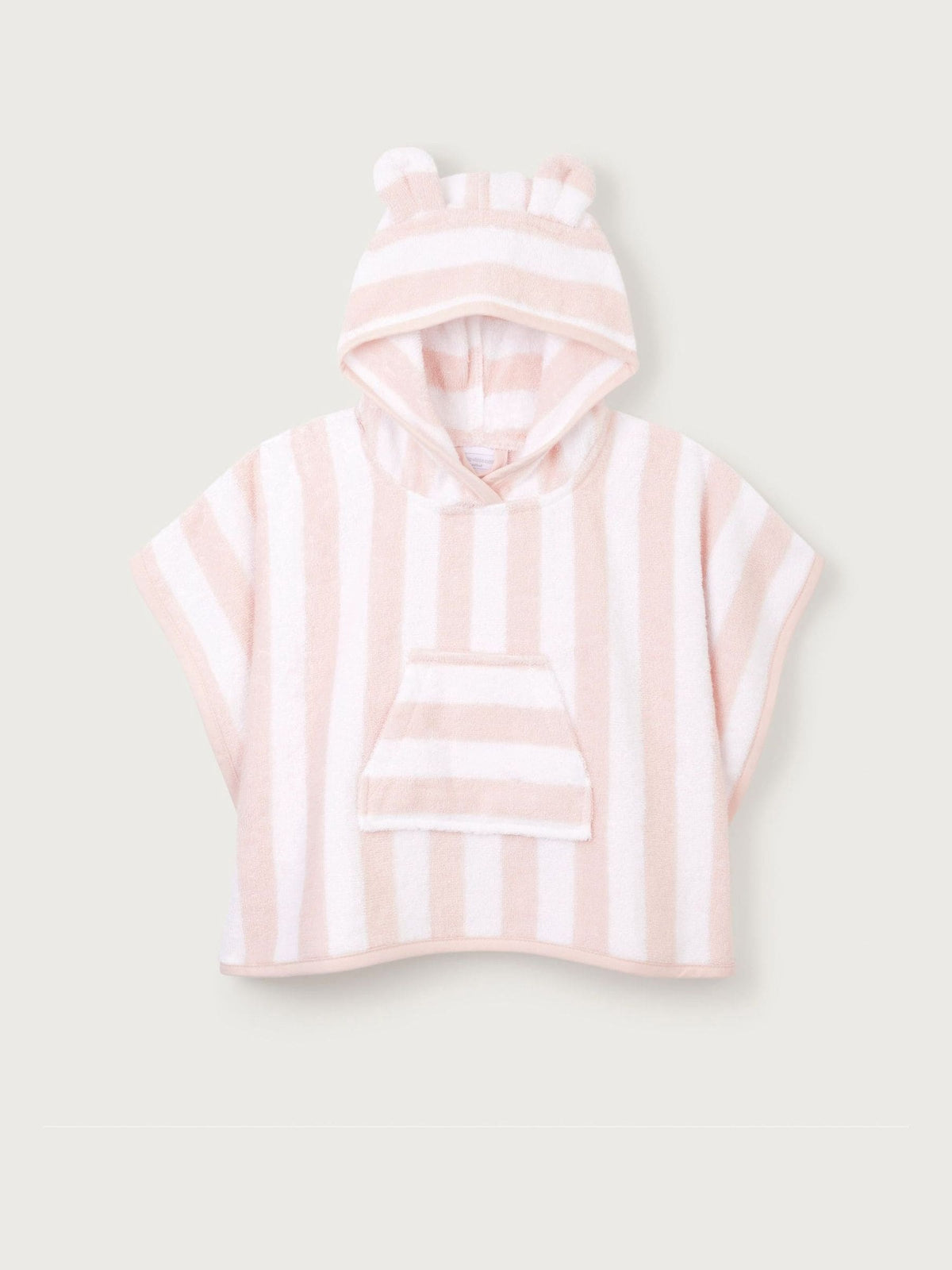 The White Company White Cotton Pink Stripe Towelling Hoodie