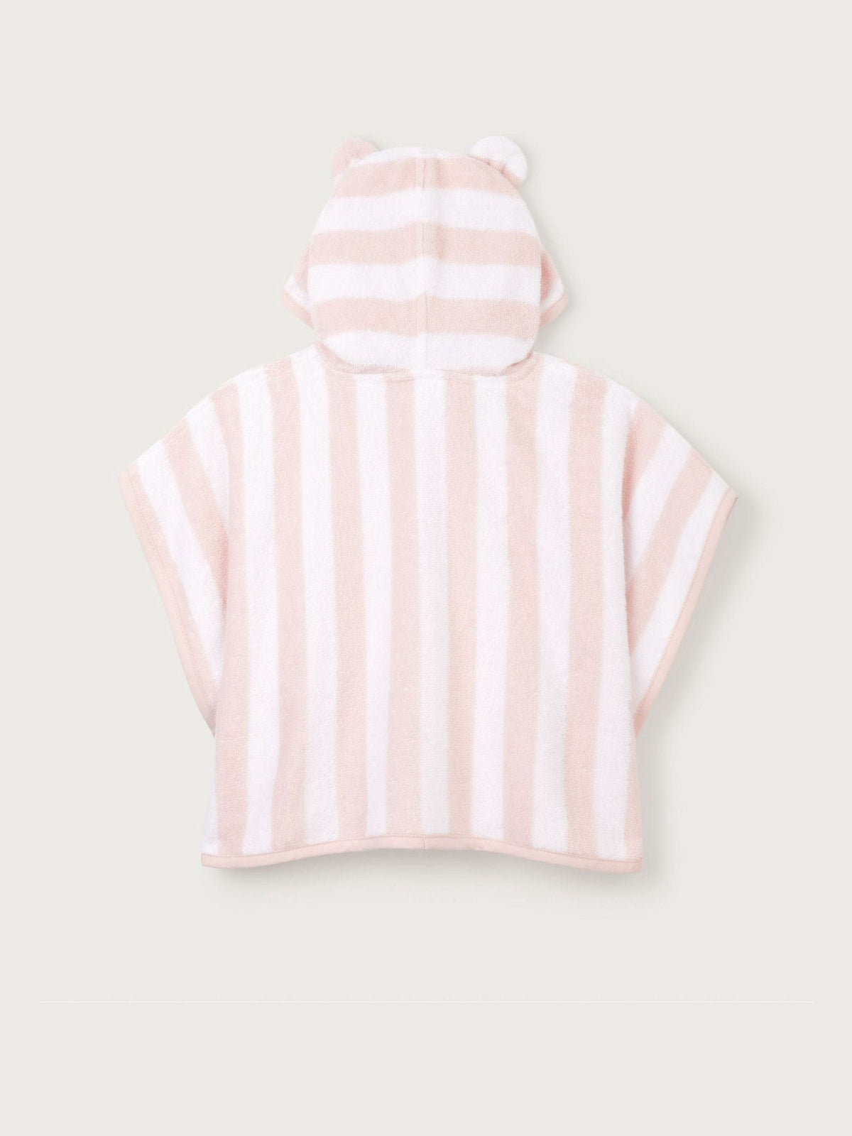 The White Company White Cotton Pink Stripe Towelling Hoodie