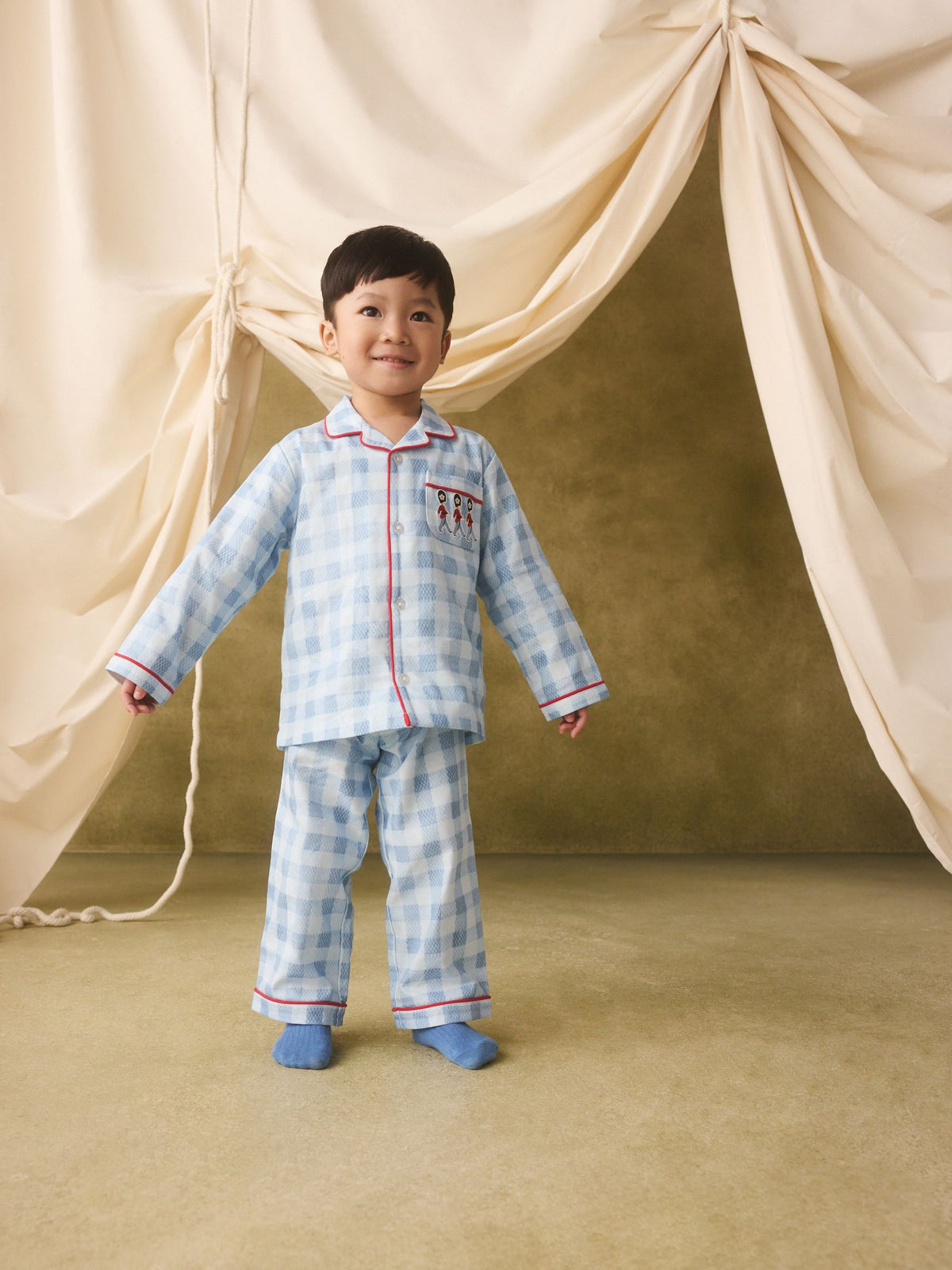 Blue Cath Kidson Gingham Single Button Through Pyjamas